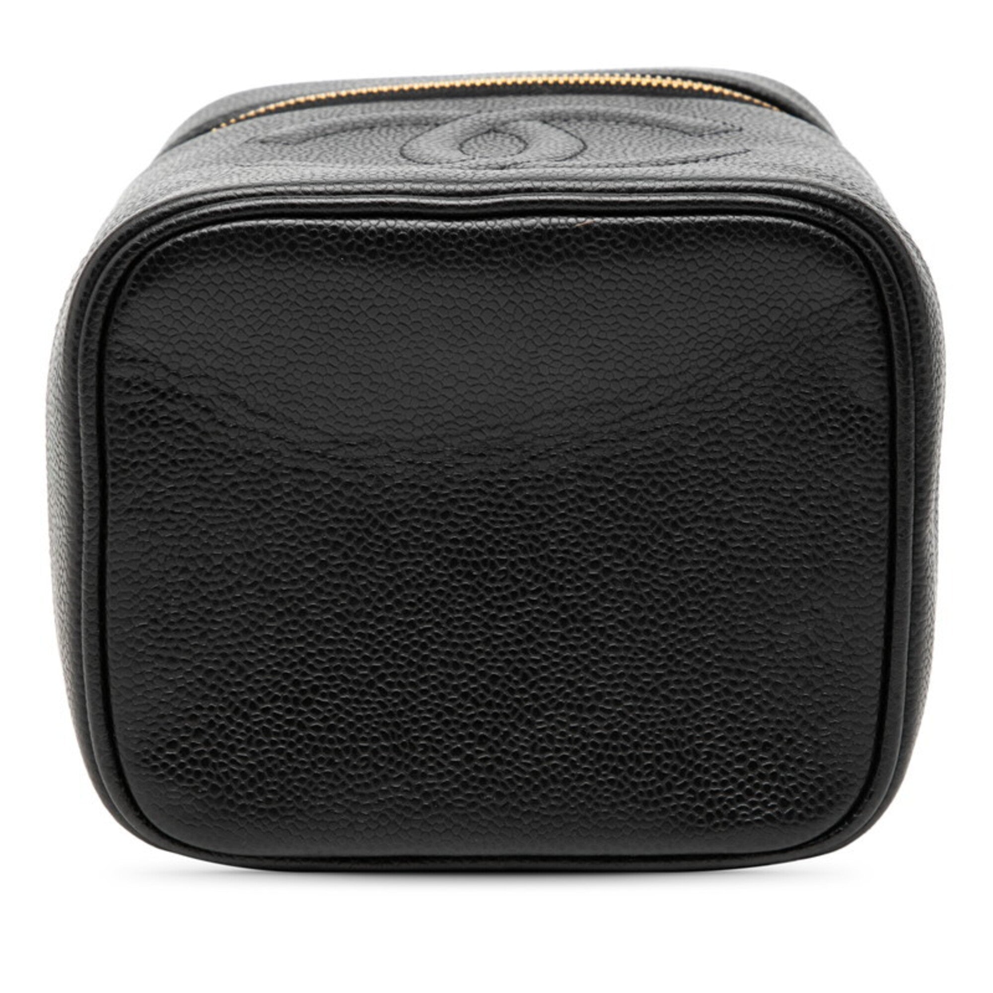 Chanel Black Grained Calfskin Handbag Vanity Bag (Pre-Owned)