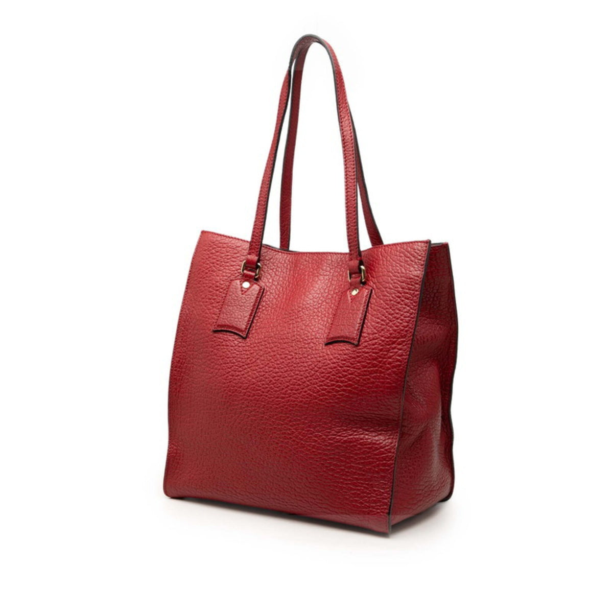 Burberry Red Color Leather Shoulder Bag Tote Bag (Pre-Owned)