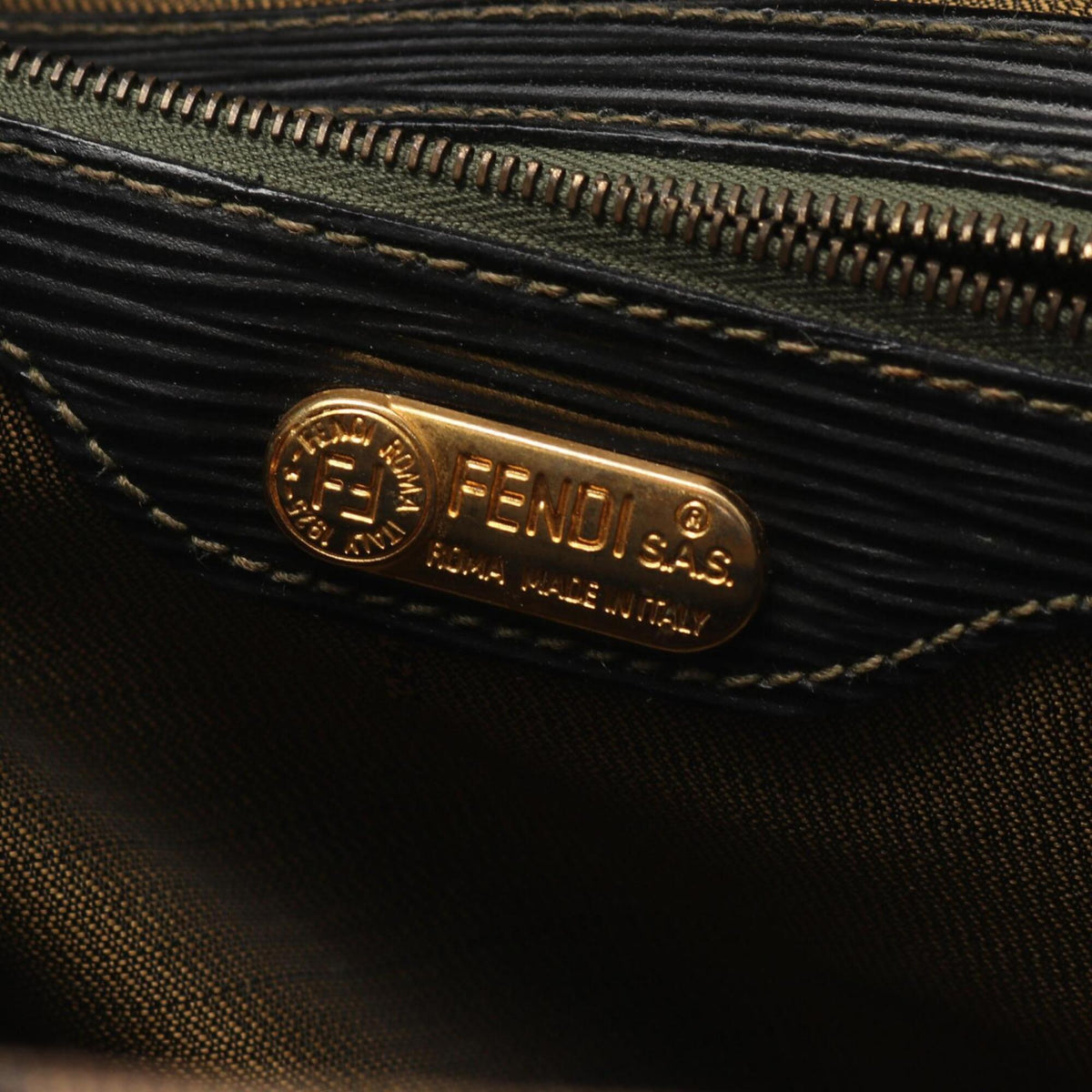 Fendi Black Brown Canvas Leather Handbag (Pre-Owned)