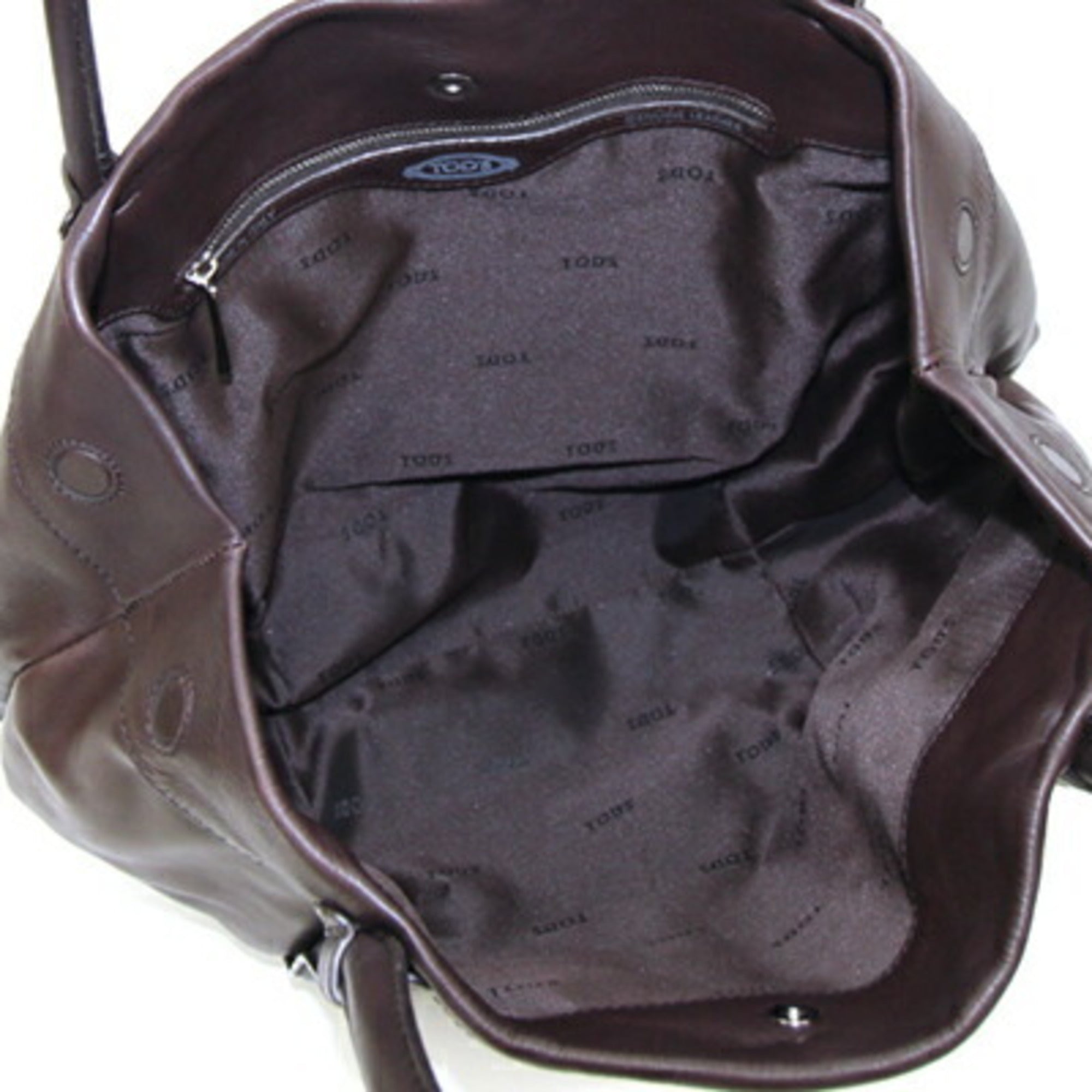 Tod's Dark Brown Leather Handbag Tote Bag (Pre-Owned)