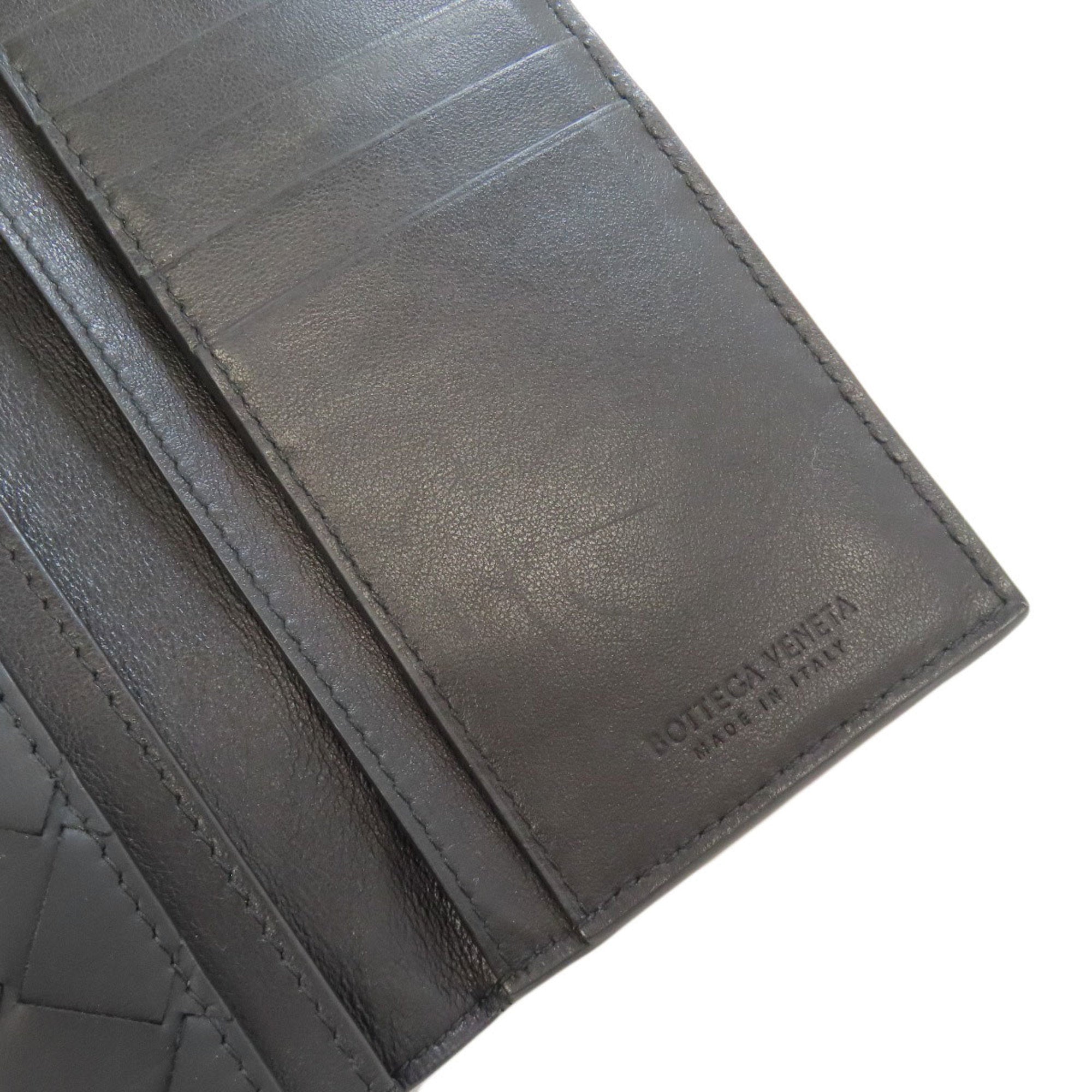 Bottega Veneta Intrecciato Black Leather Long Wallet (Bi-Fold) (Pre-Owned)