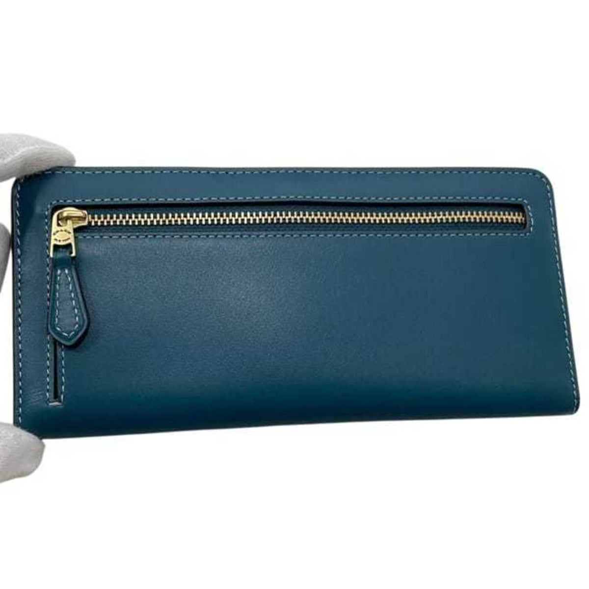 Coach Blue Green Leather Long Wallet (Bi-Fold) (Pre-Owned)