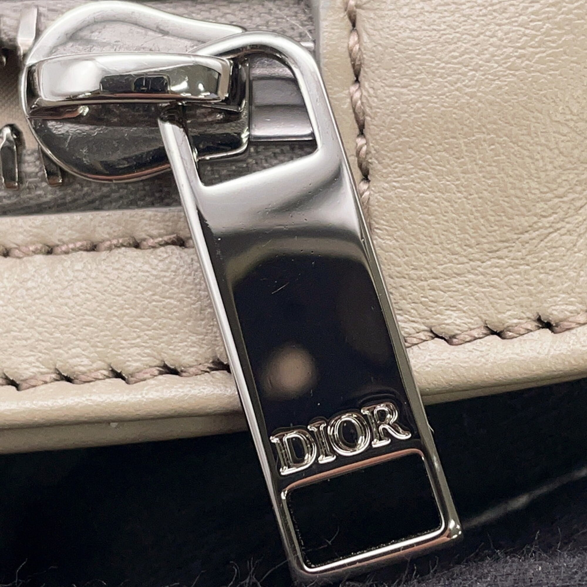 Christian Dior Beige Leather Nylon Sling Bag (Pre-Owned)