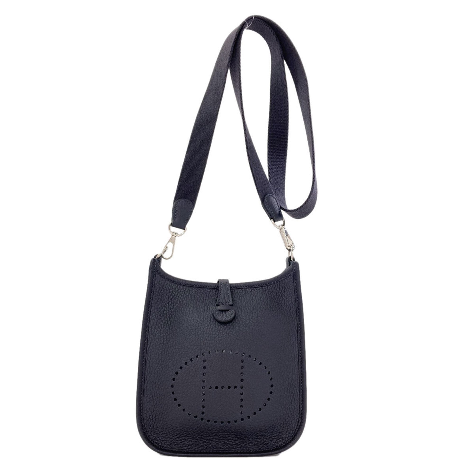 Hermes Navy Leather Shoulder Bag (Pre-Owned)