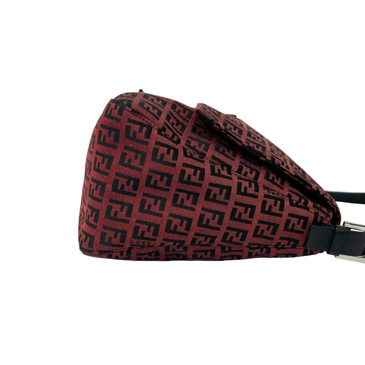 Fendi Black Red Color Canvas Leather Shoulder Bag (Pre-Owned)