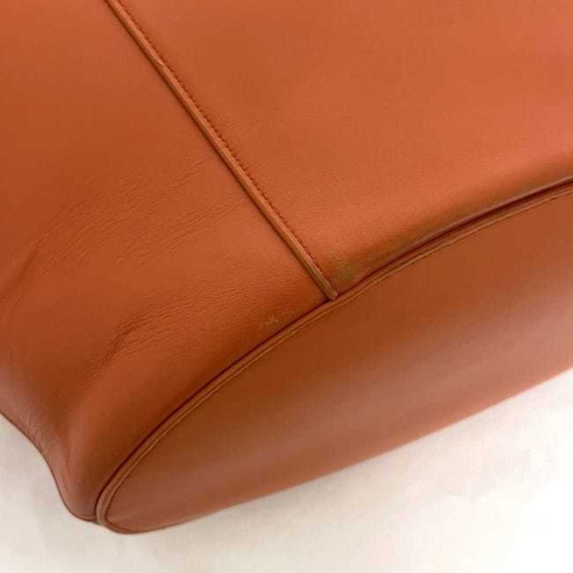 Bottega Veneta Orange Leather Basket Tote Bag (Pre-Owned)