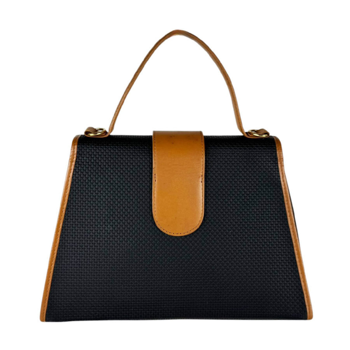 Yves Saint Laurent Black Camel Coated Canvas Leather Handbag Shoulder Bag (Pre-Owned)