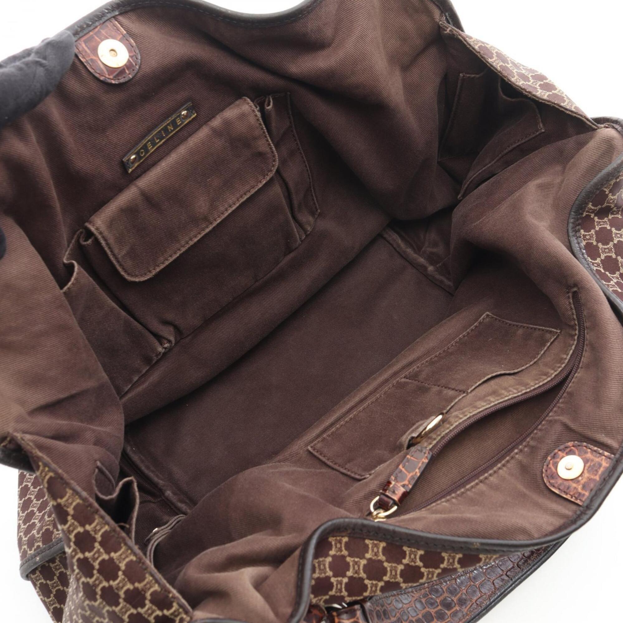 Celine Bittersweet Brown Canvas Leather Handbag (Pre-Owned)