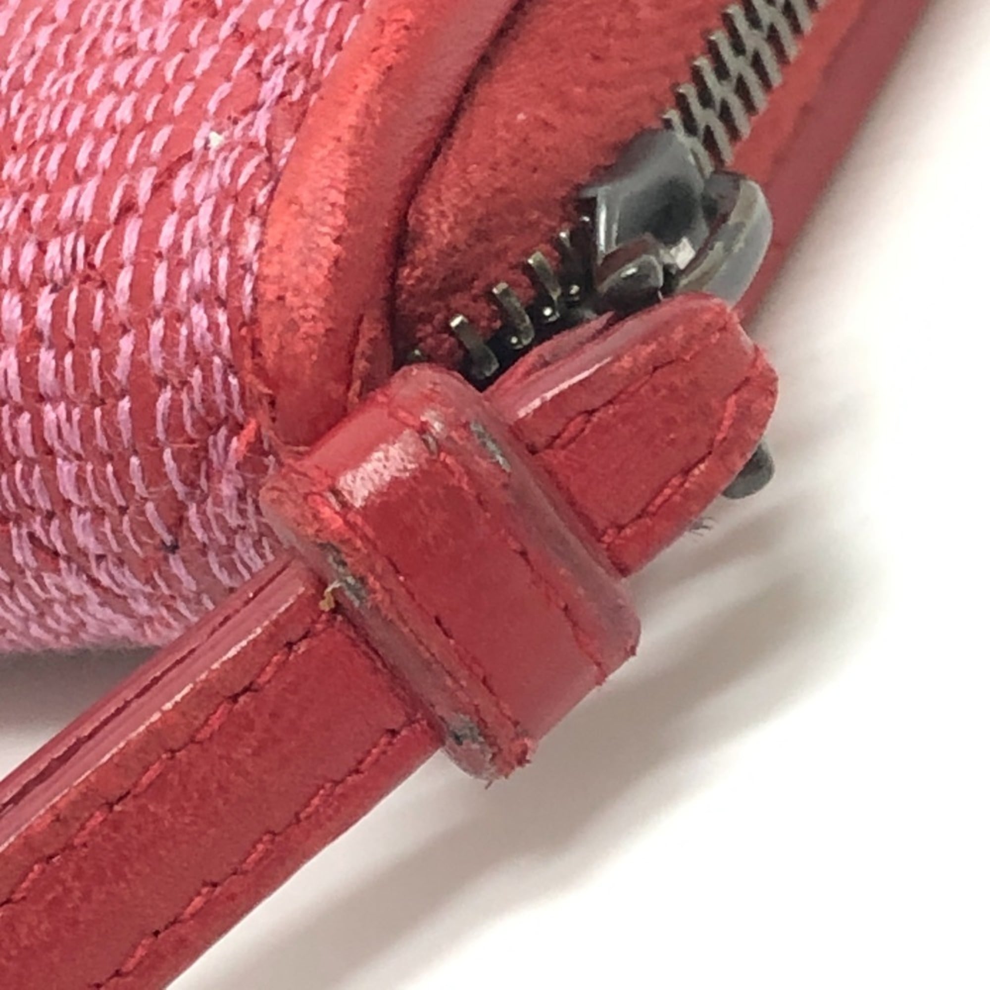 Bottega Veneta Intrecciato Red Color Leather Canvas Long Wallet (Bi-Fold) (Pre-Owned)