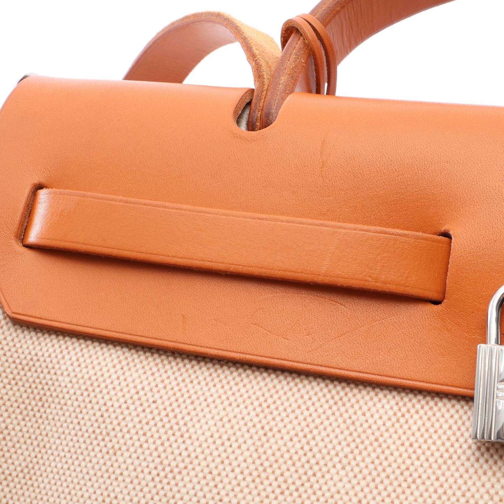 Hermes Brown Ecru Ivory Natural Toile H Handbag (Pre-Owned)