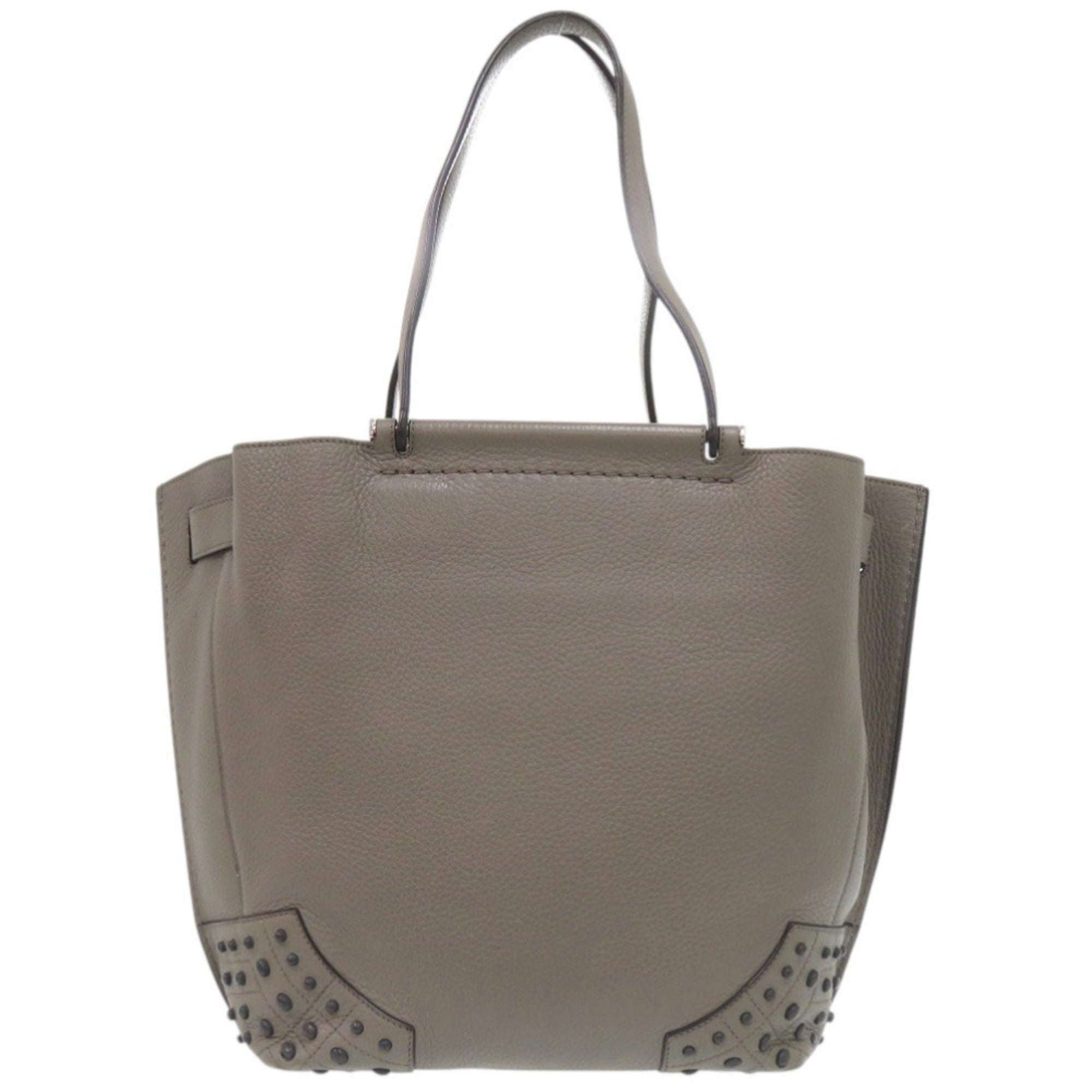Tod's Gray Purple Leather Handbag (Pre-Owned)