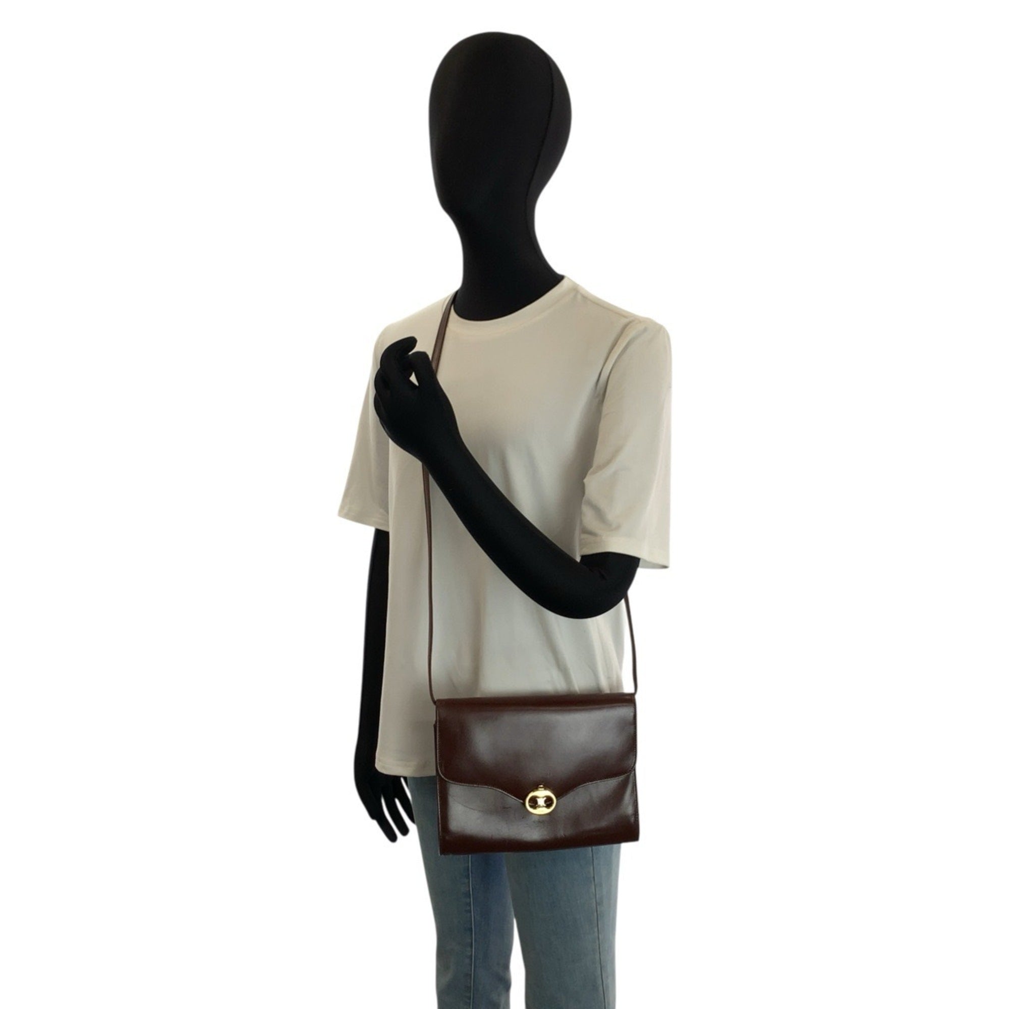 Celine Brown Leather Pochette Shoulder Bag (Pre-Owned)
