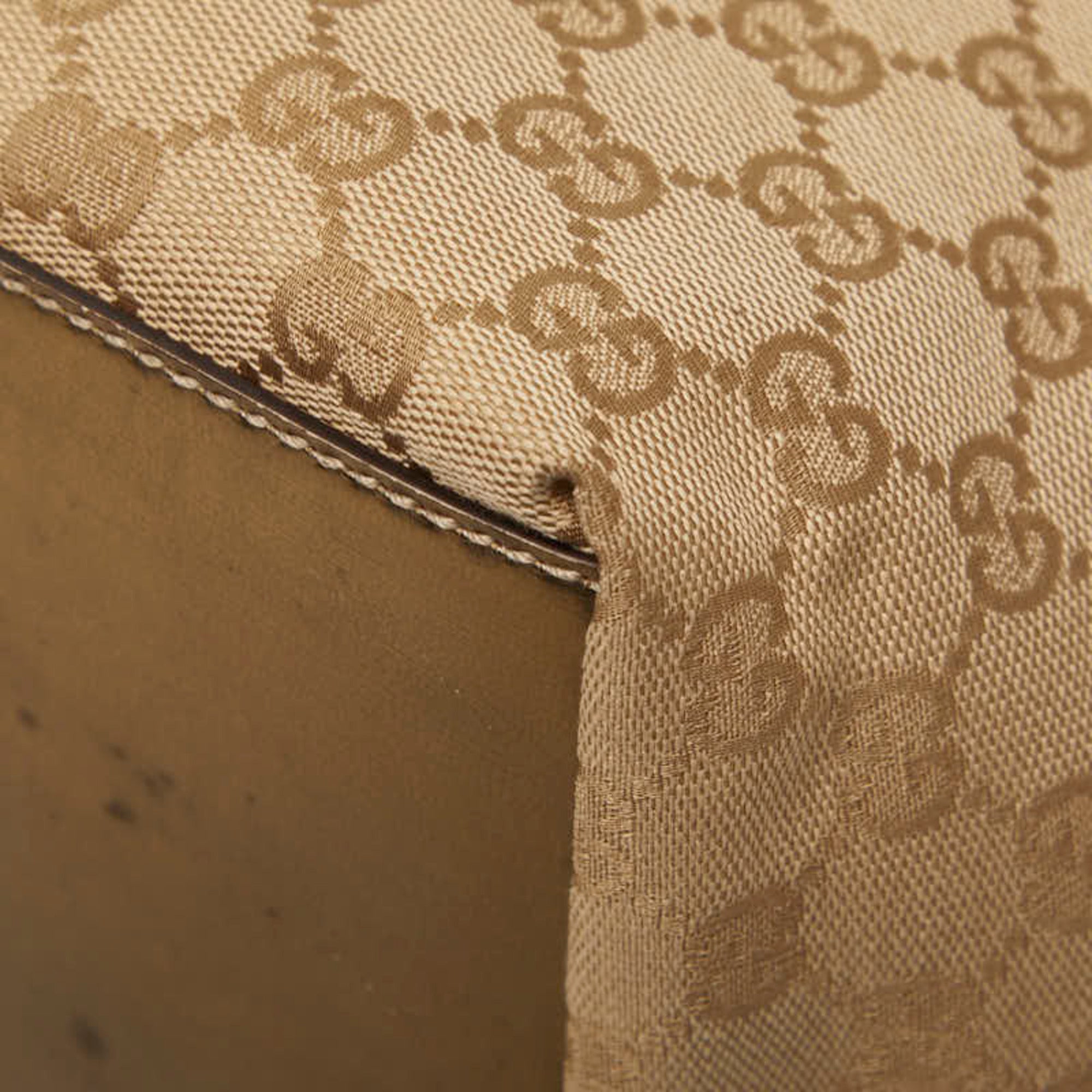 Gucci Beige Gold Canvas Leather Handbag (Pre-Owned)