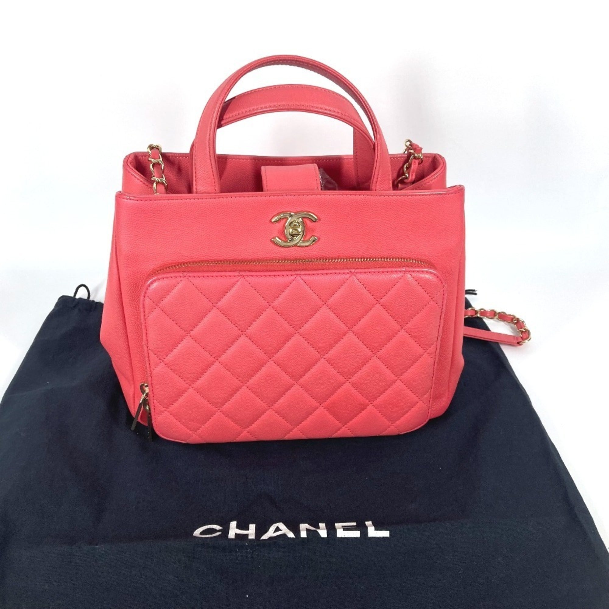Chanel Pink Grained Calfskin Shoulder Bag Tote Bag (Pre-Owned)