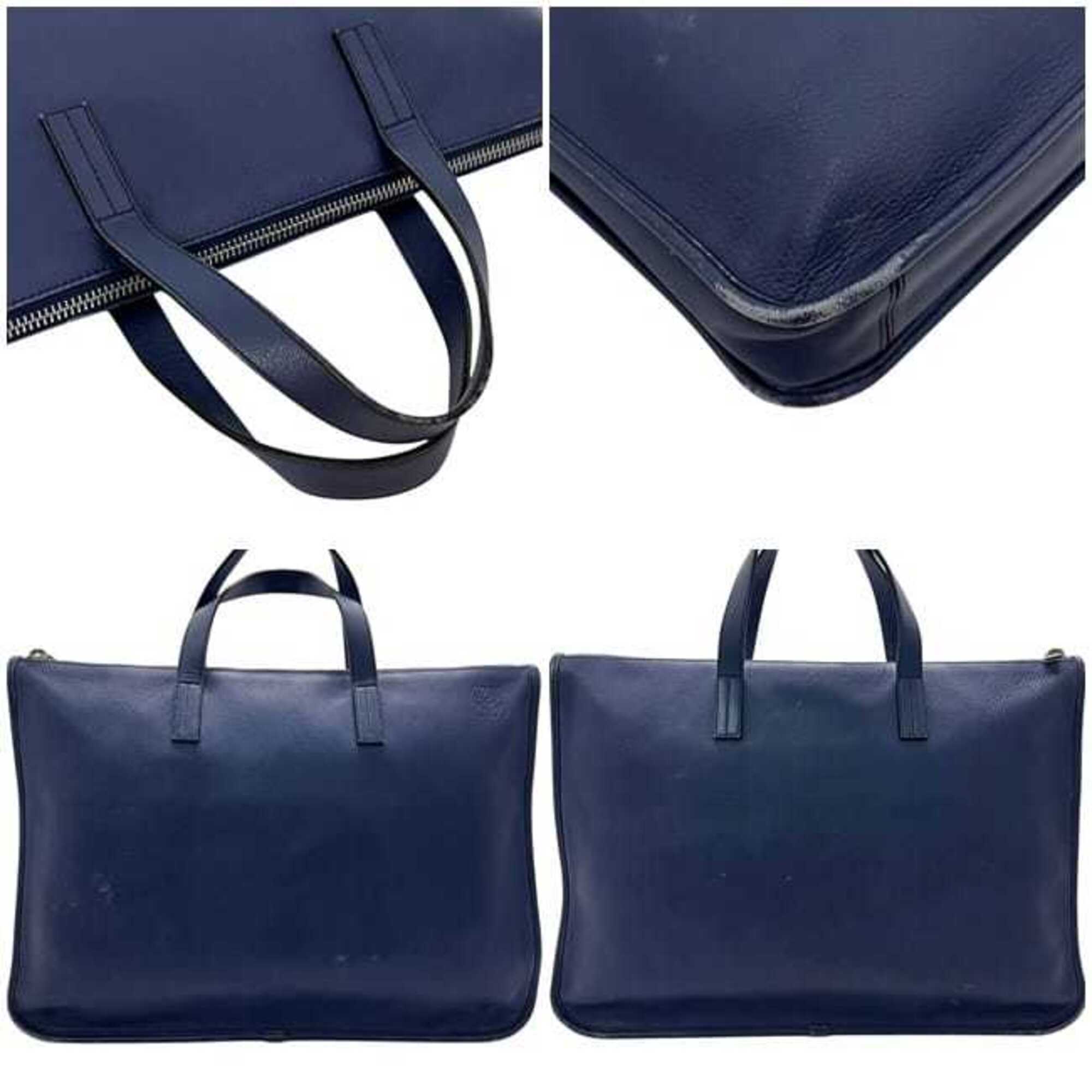 Loewe Navy Leather Briefcase (Pre-Owned)