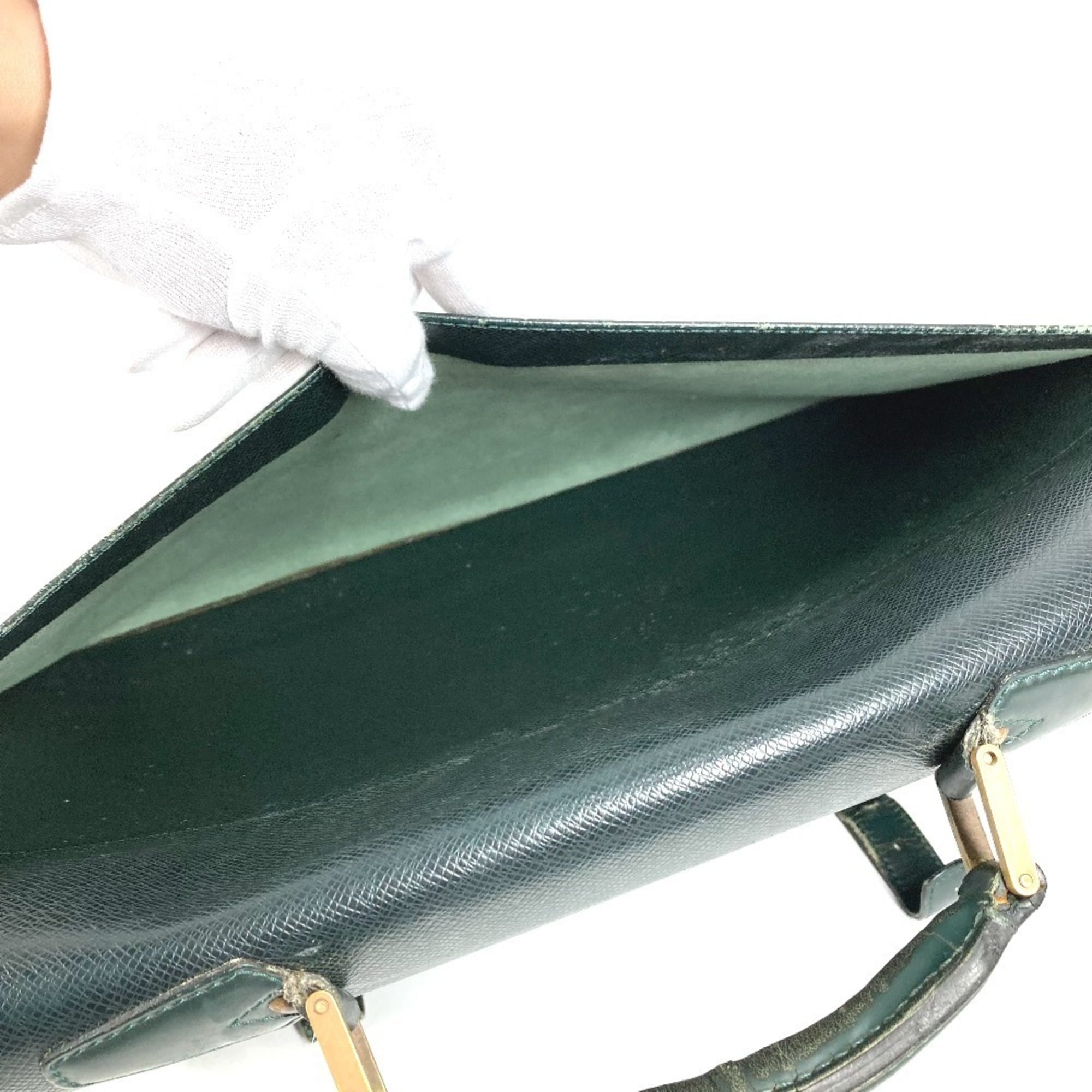 Louis Vuitton Taiga Episea Green Taiga Leather Briefcase Handbag (Pre-Owned)