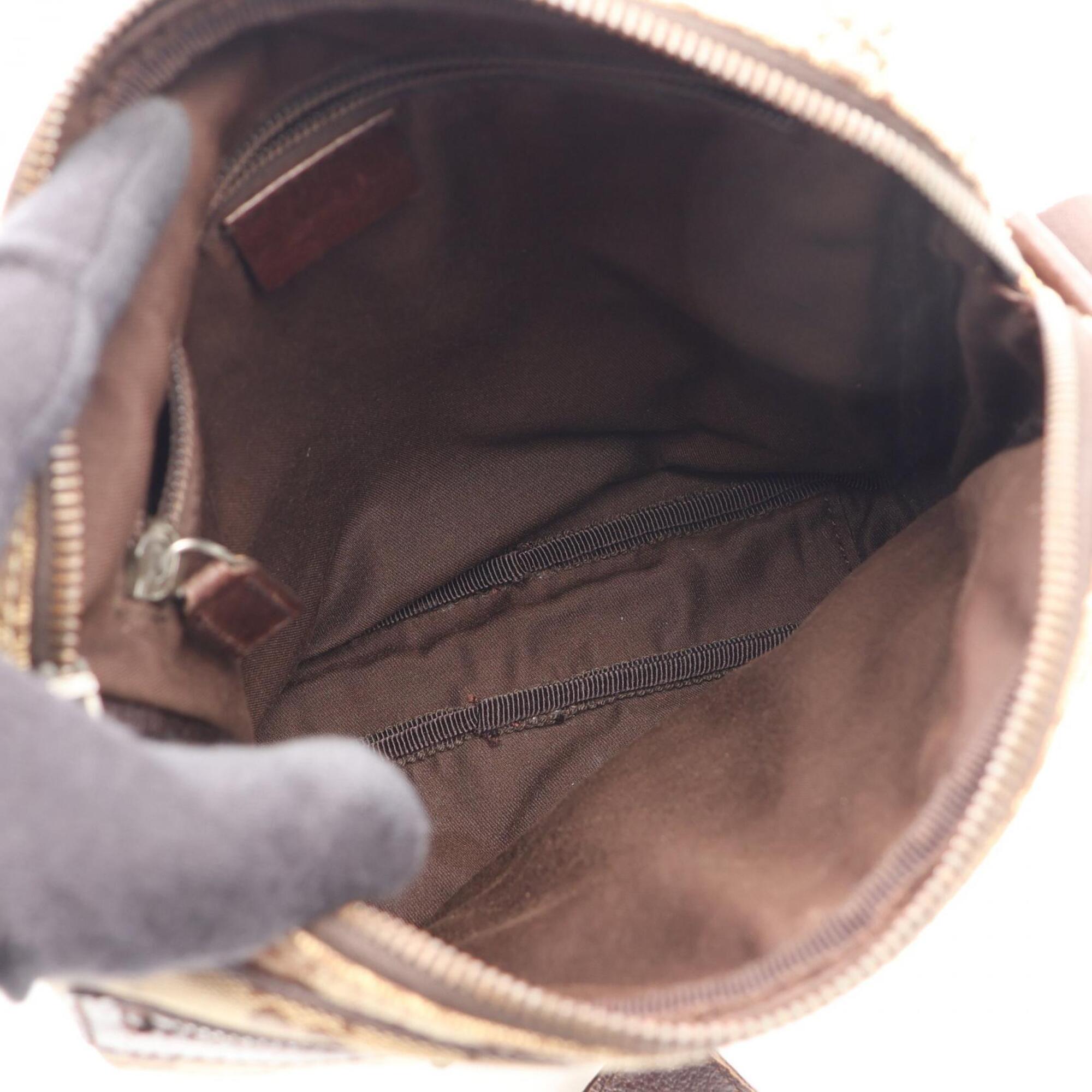 Gucci Gg Canvas Beige Brown Gg Canvas Leather Handbag Shoulder Bag (Pre-Owned)