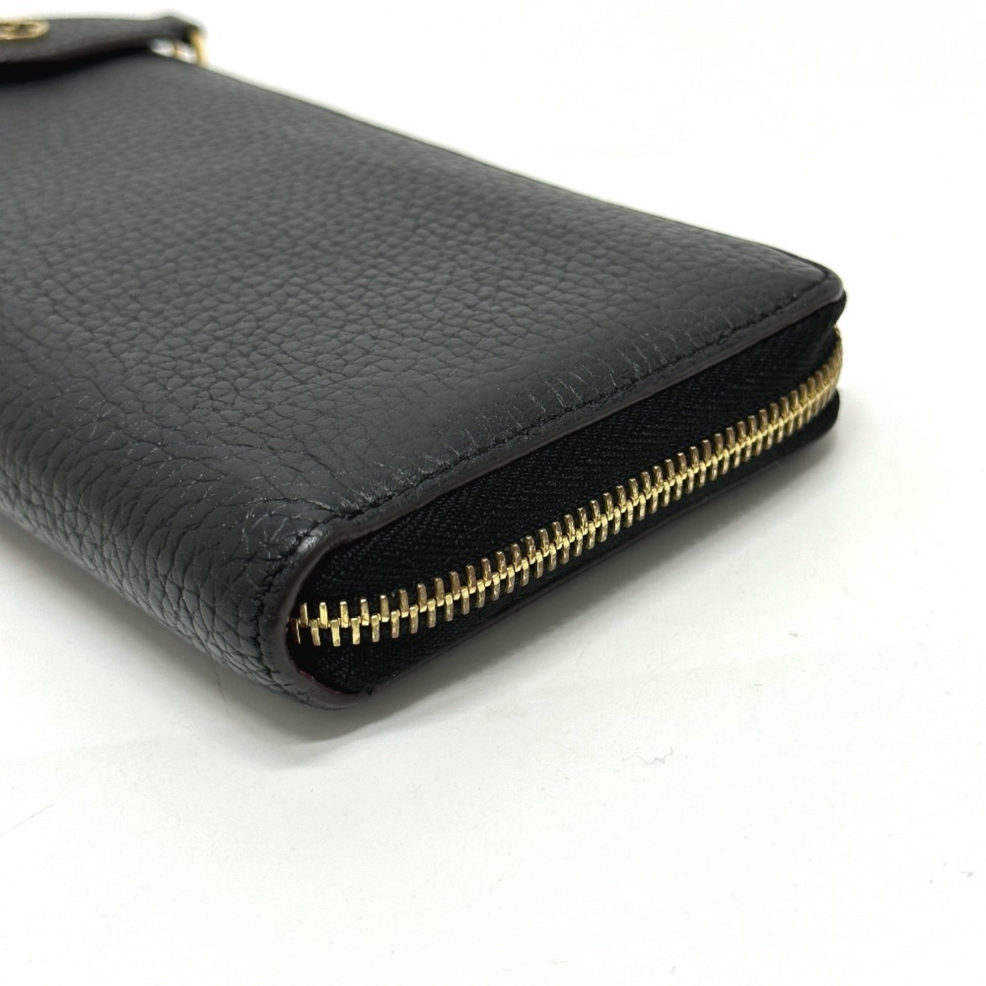 Louis Vuitton Black Leather Long Wallet (Bi-Fold) (Pre-Owned)