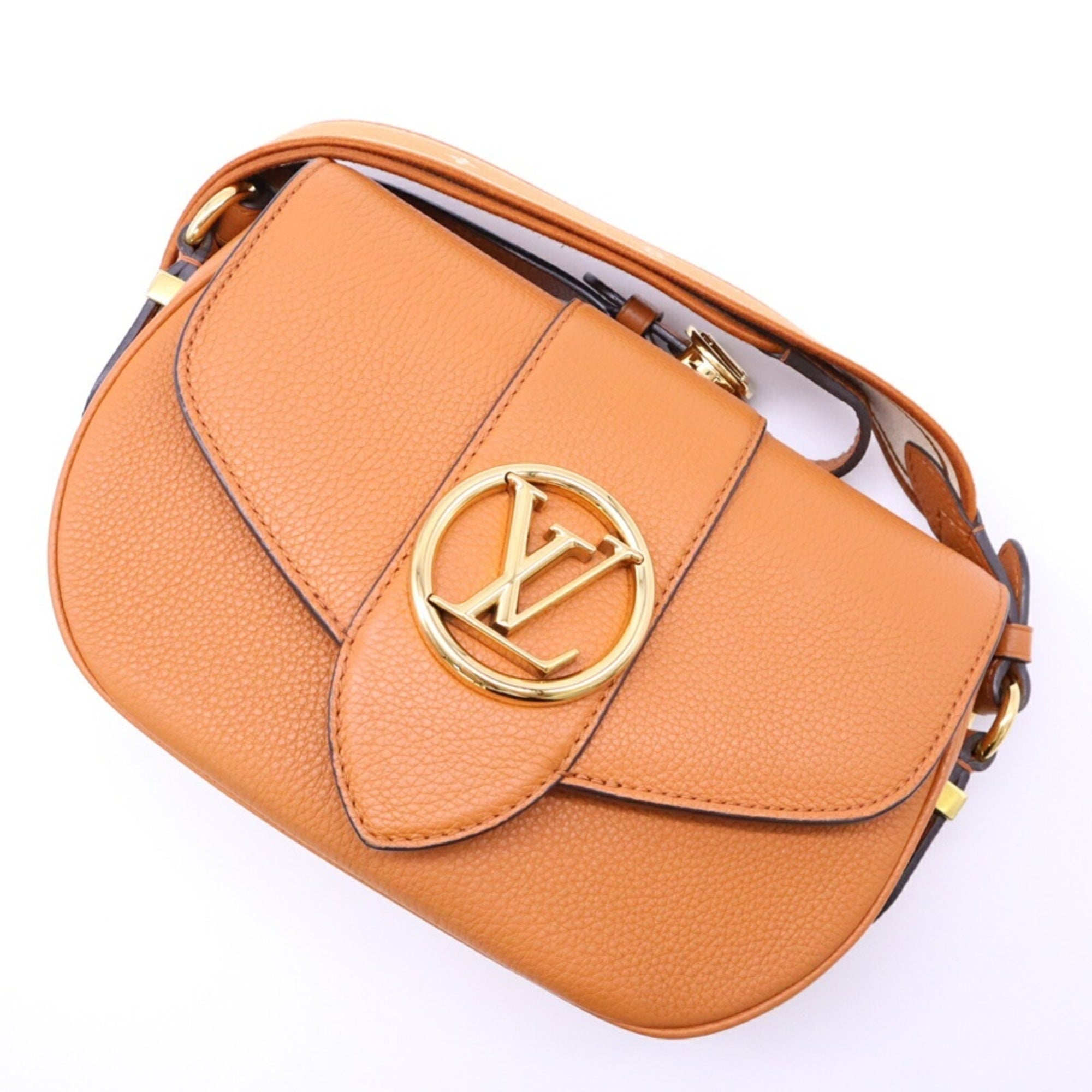 Louis Vuitton Brown Caramel Cream Leather Shoulder Bag (Pre-Owned)