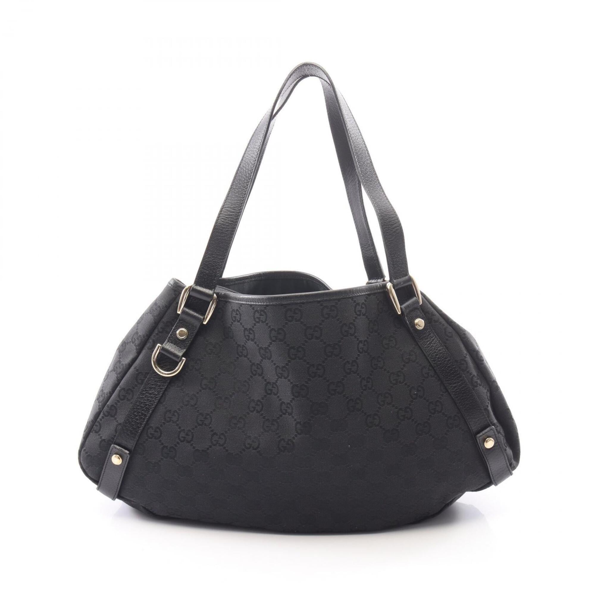 Gucci Black Canvas Leather Shoulder Bag (Pre-Owned)