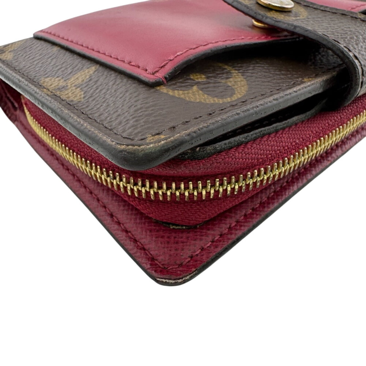 Louis Vuitton Monogram Brown Red Color Leather Wallet (Bi-Fold) (Pre-Owned)