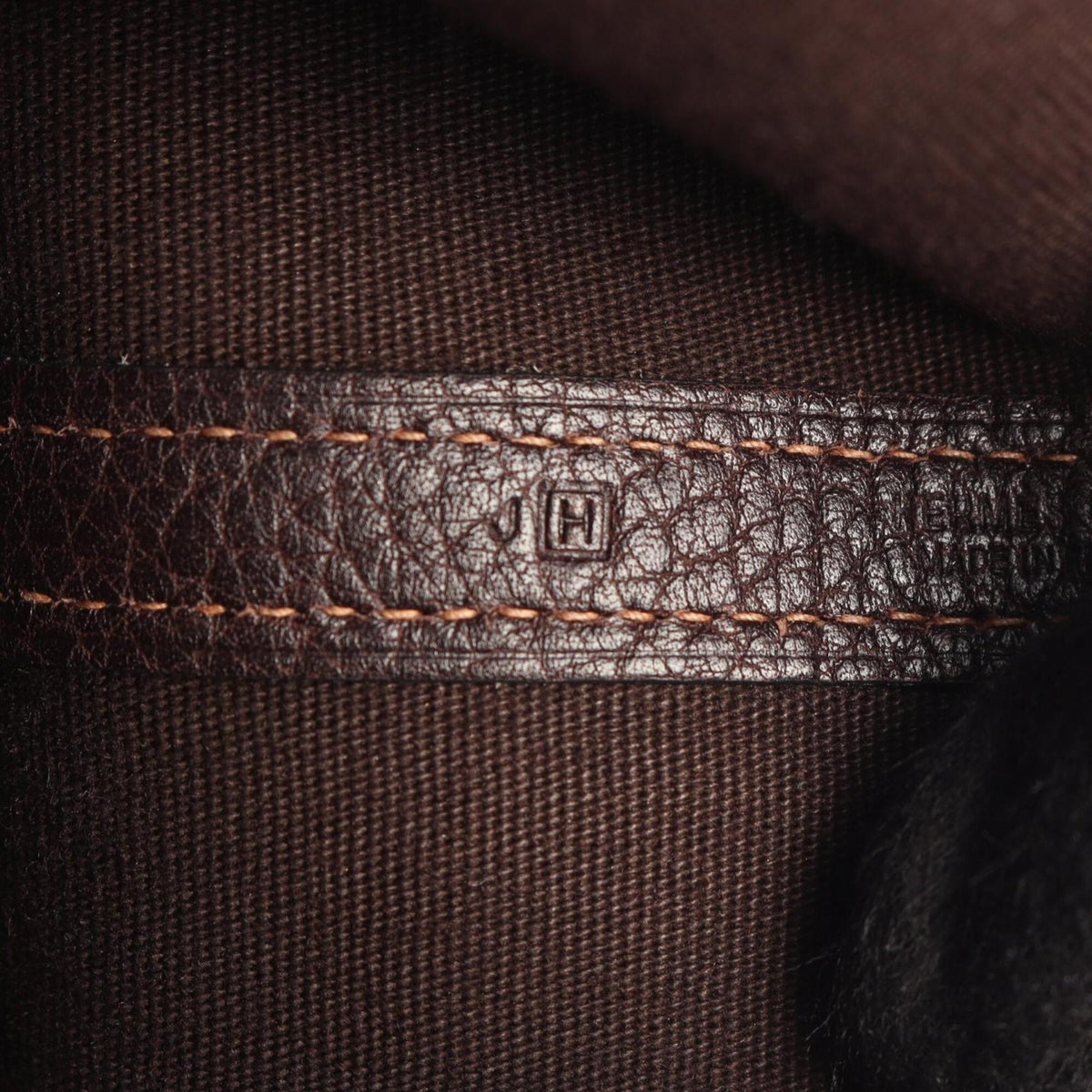 Hermes Brown Ebene Canvas Toile Officier Buffalo Leather Leather Handbag Tote Bag (Pre-Owned)