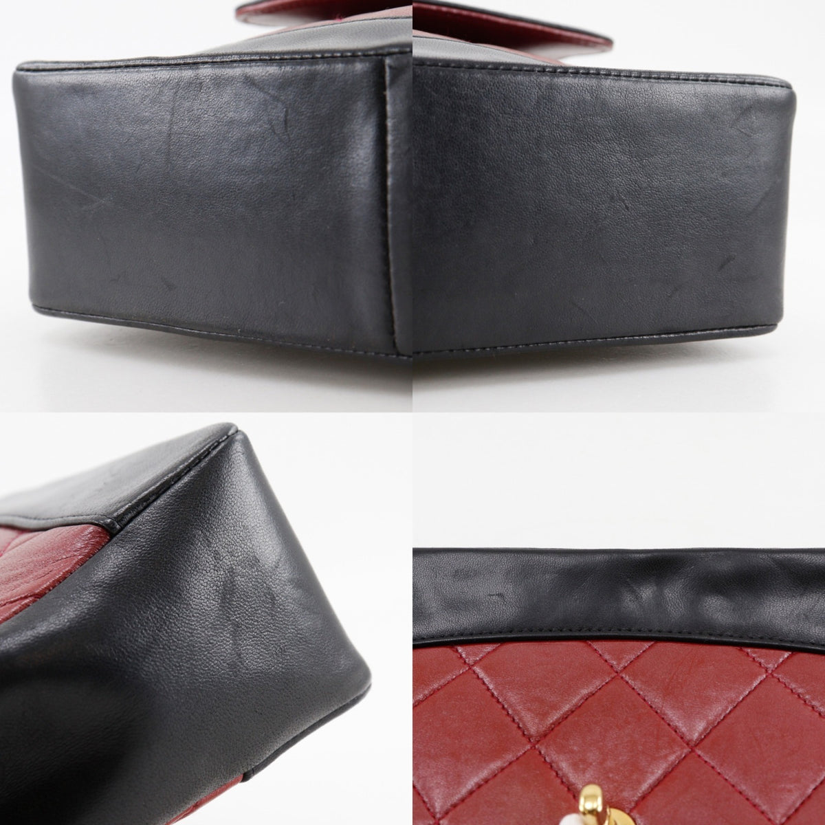 Chanel Matelasse Black Red Color Leather Shoulder Bag (Pre-Owned)