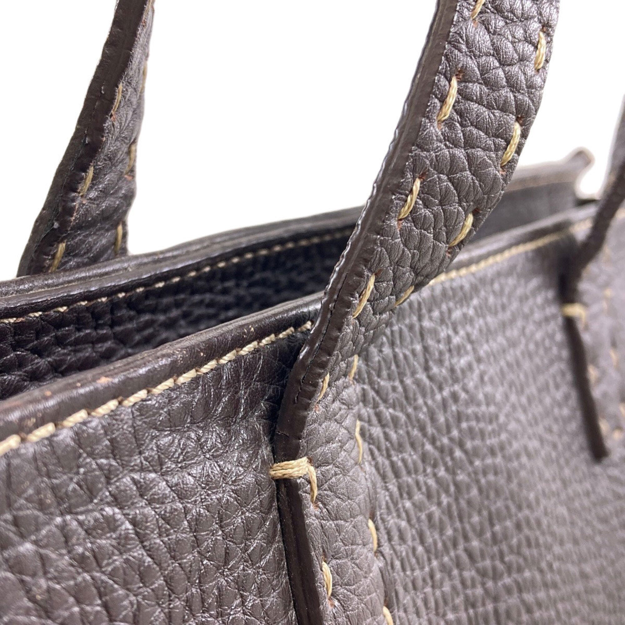 Fendi Selleria Dark Brown Leather Handbag (Pre-Owned)
