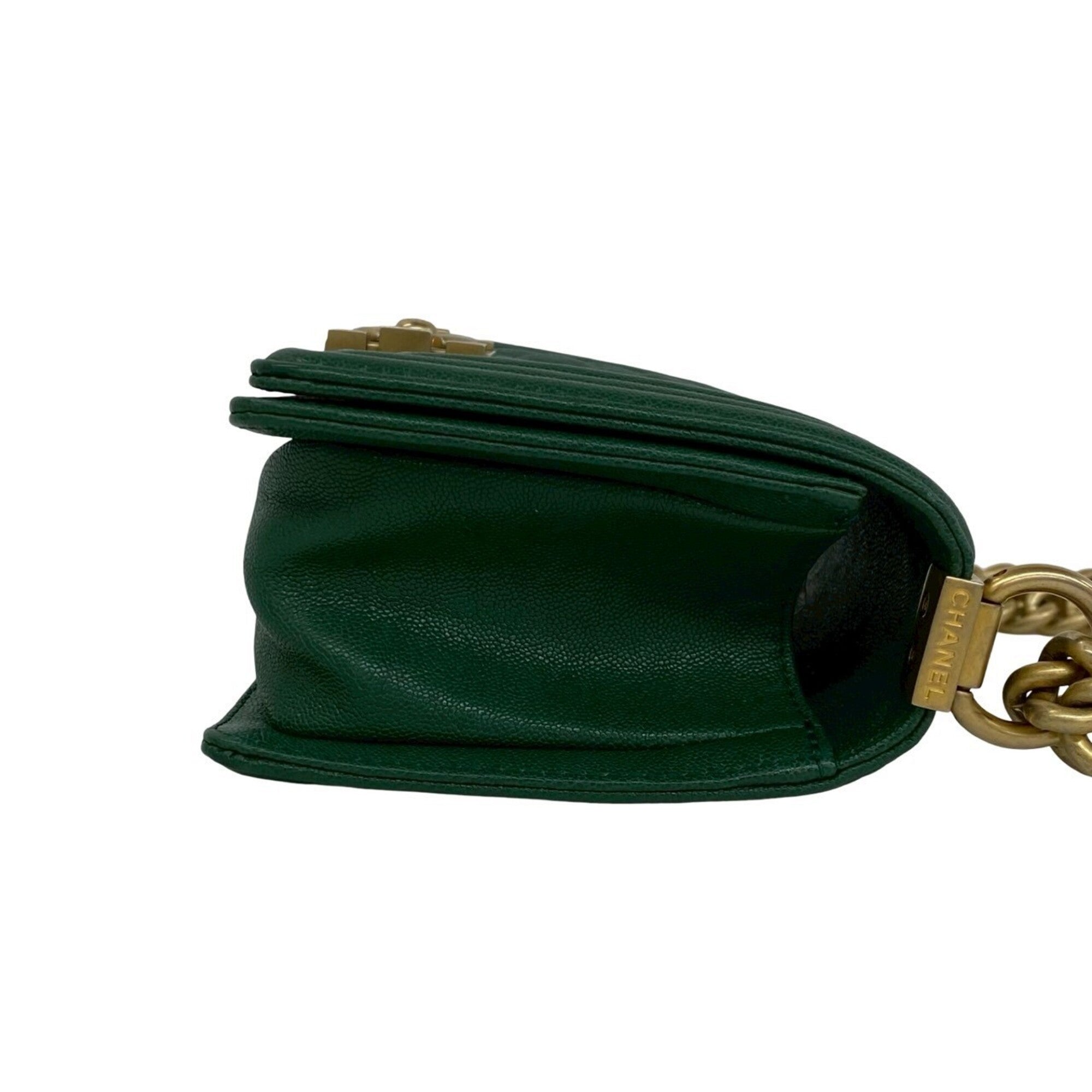 Chanel Green Grained Calfskin Shoulder Bag (Pre-Owned)