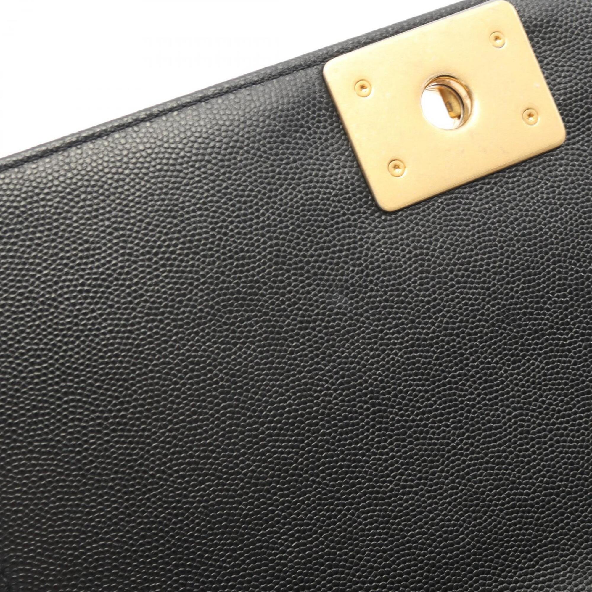 Chanel Black Grained Calfskin Handbag Shoulder Bag (Pre-Owned)