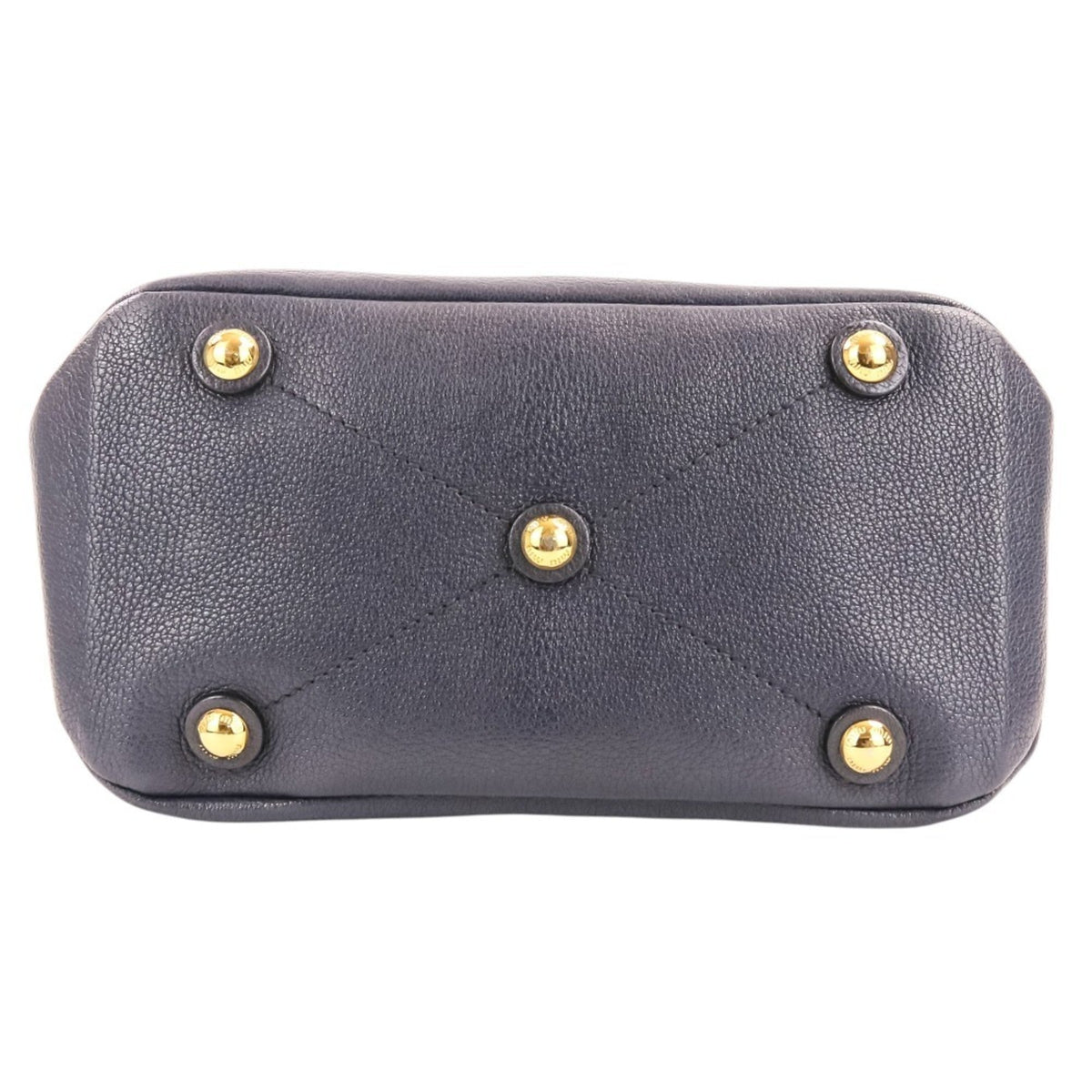 Miu Miu Navy Leather Denim Tote Bag (Pre-Owned)