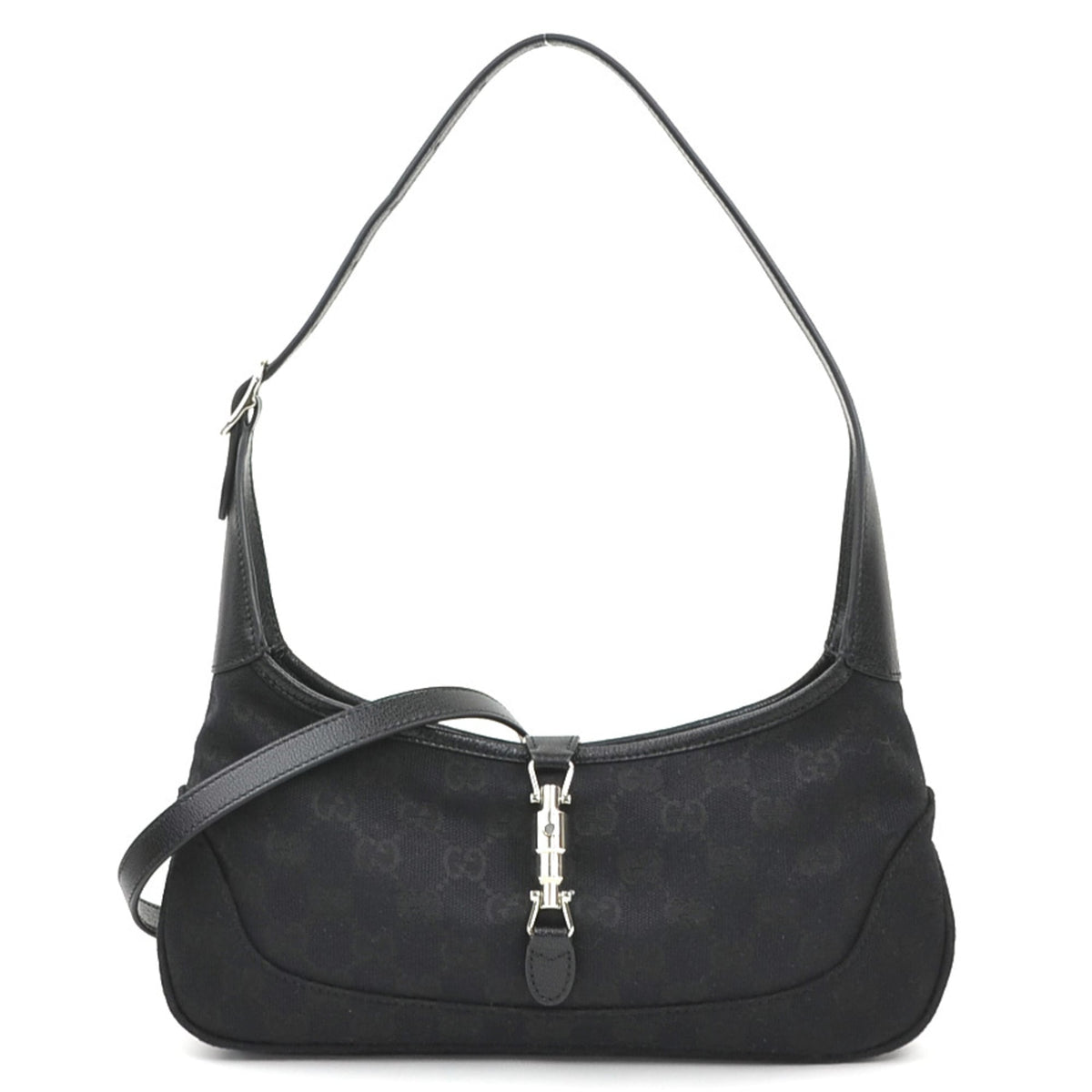 Gucci Black Gg Canvas Leather Handbag (Pre-Owned)