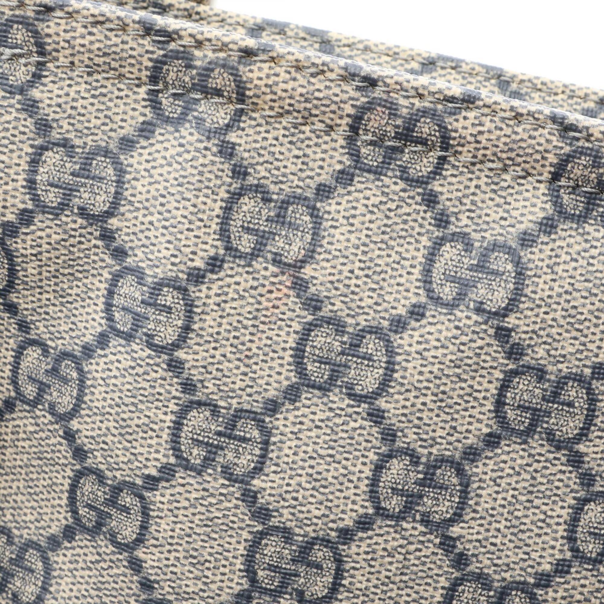 Gucci Beige Navy Pvc Coated Canvas Leather Shoulder Bag (Pre-Owned)