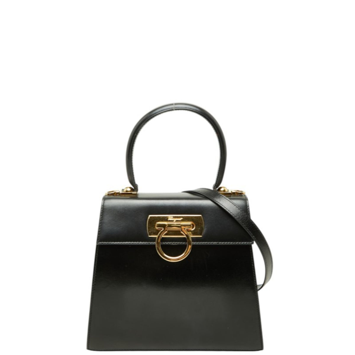 Salvatore Ferragamo Black Leather Handbag Shoulder Bag (Pre-Owned)