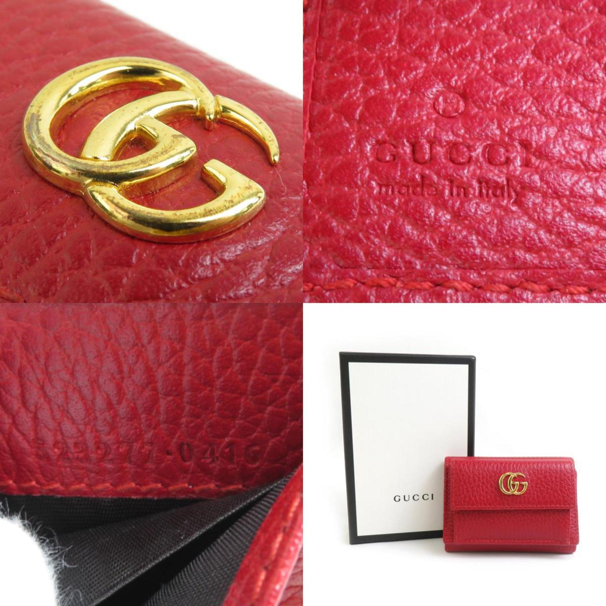 Gucci Red Color Leather Wallet (Tri-Fold) (Pre-Owned)