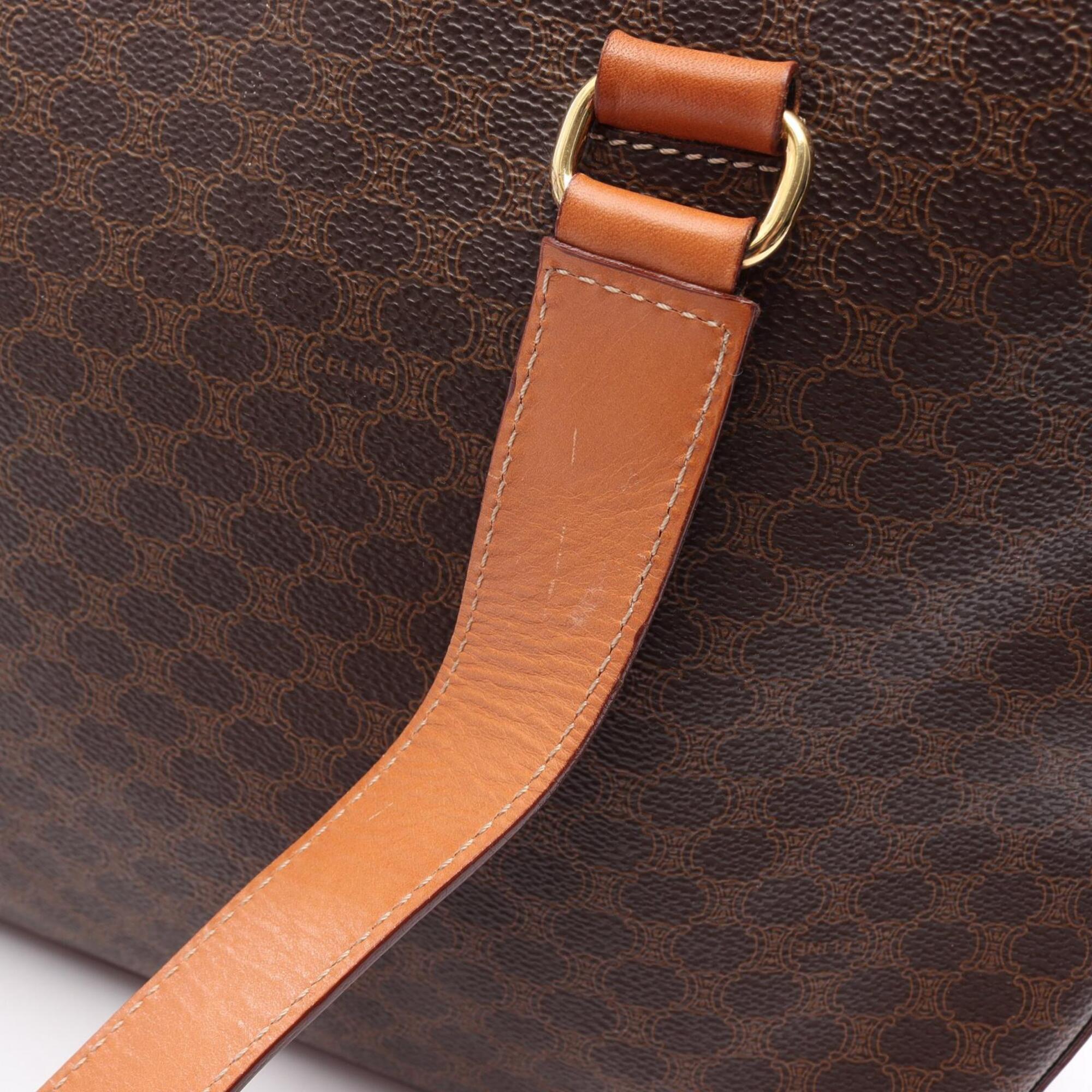 Celine Brown Coated Canvas Leather Handbag Tote Bag (Pre-Owned)