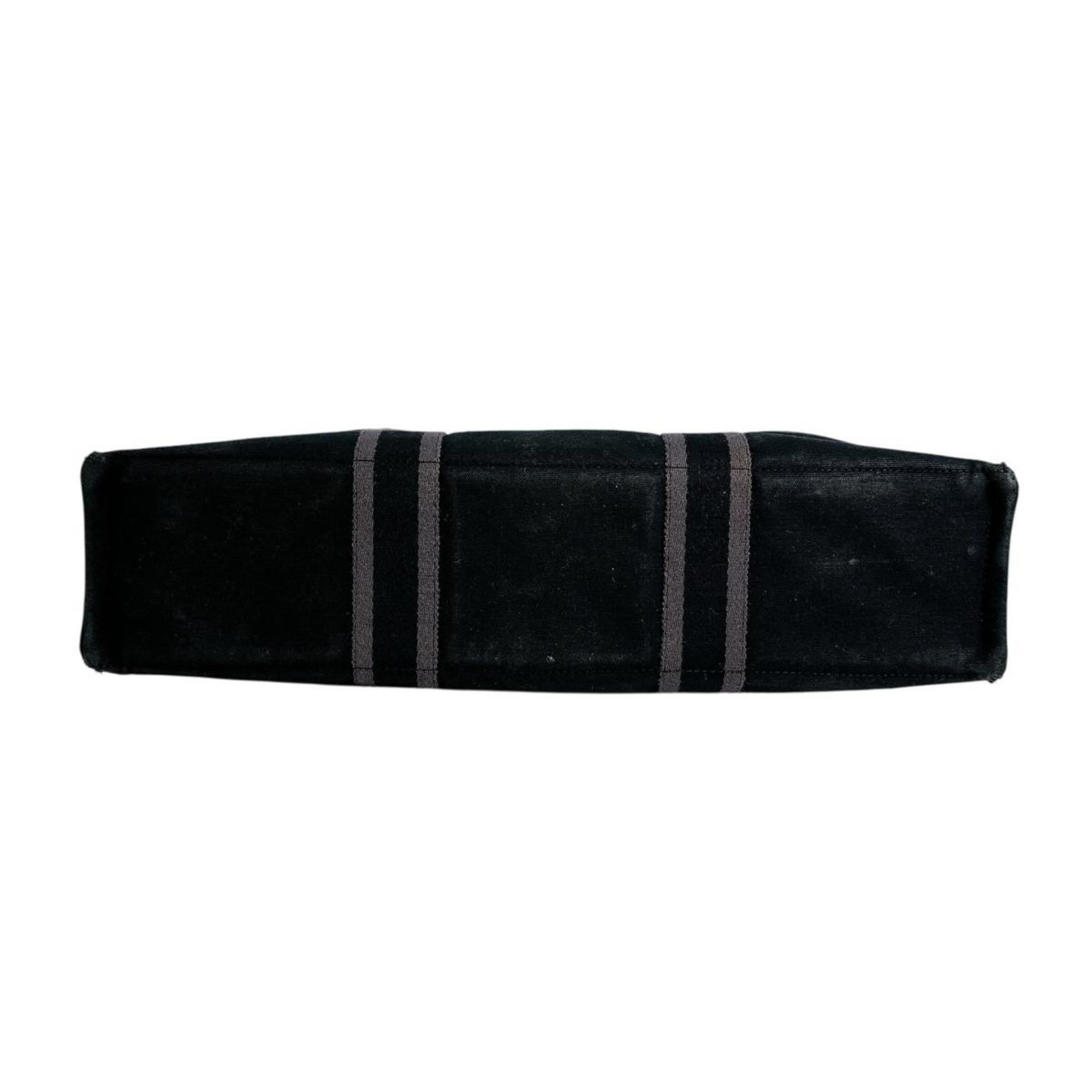 Hermes Black Canvas Handbag Tote Bag (Pre-Owned)
