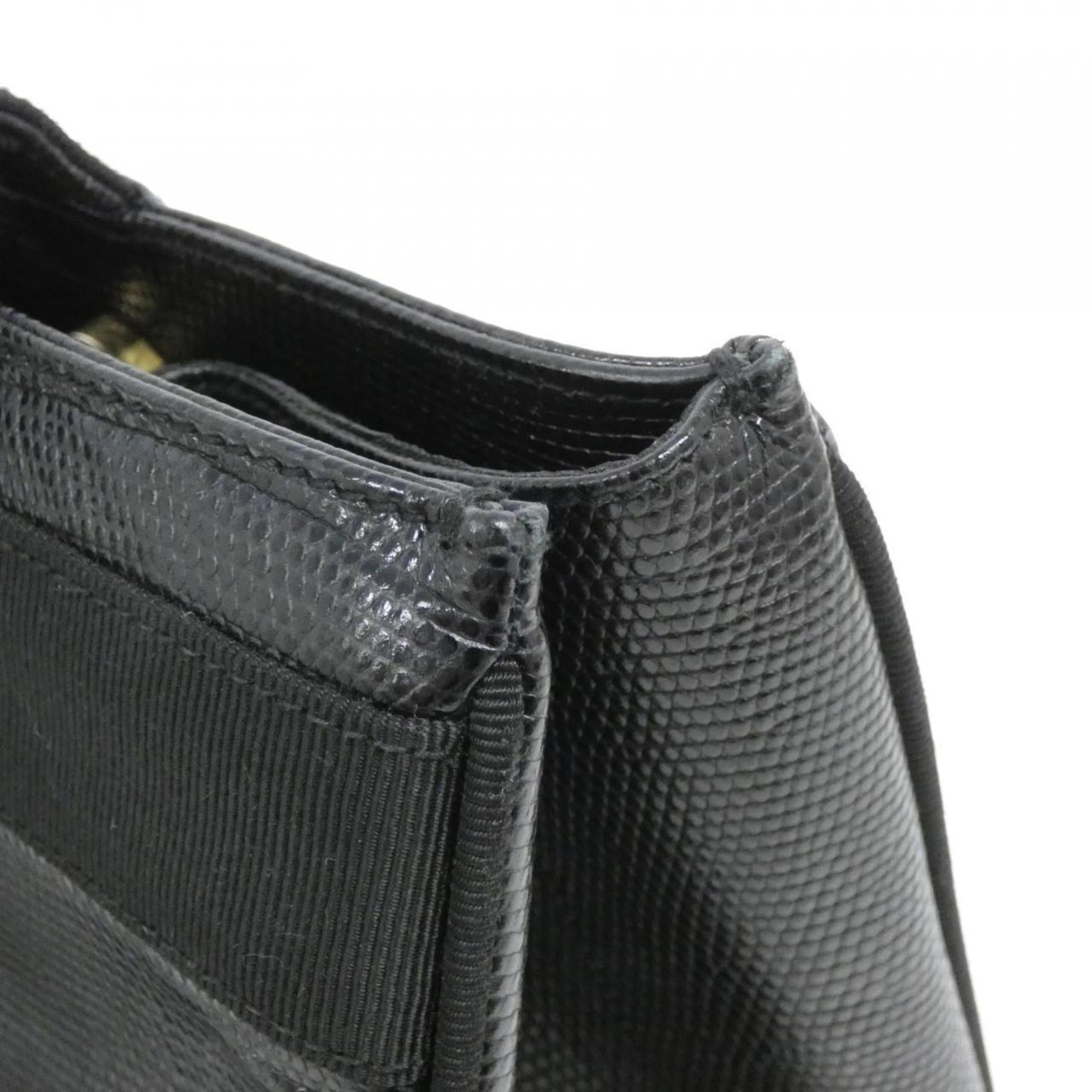 Salvatore Ferragamo Black Leather Handbag Tote Bag (Pre-Owned)