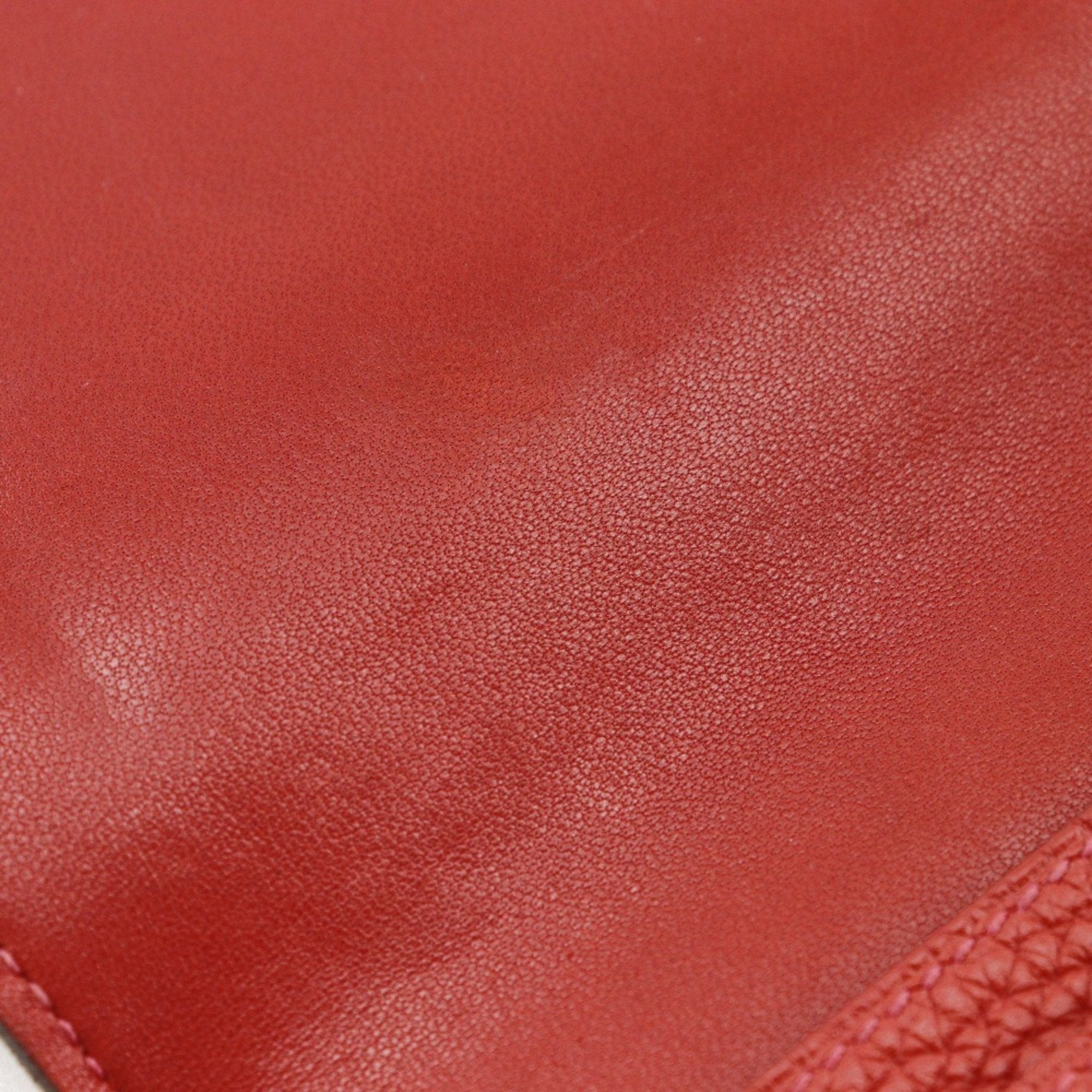 Hermes Dogon Red Color Taurillon Clemence Leather Long Wallet (Bi-Fold) (Pre-Owned)