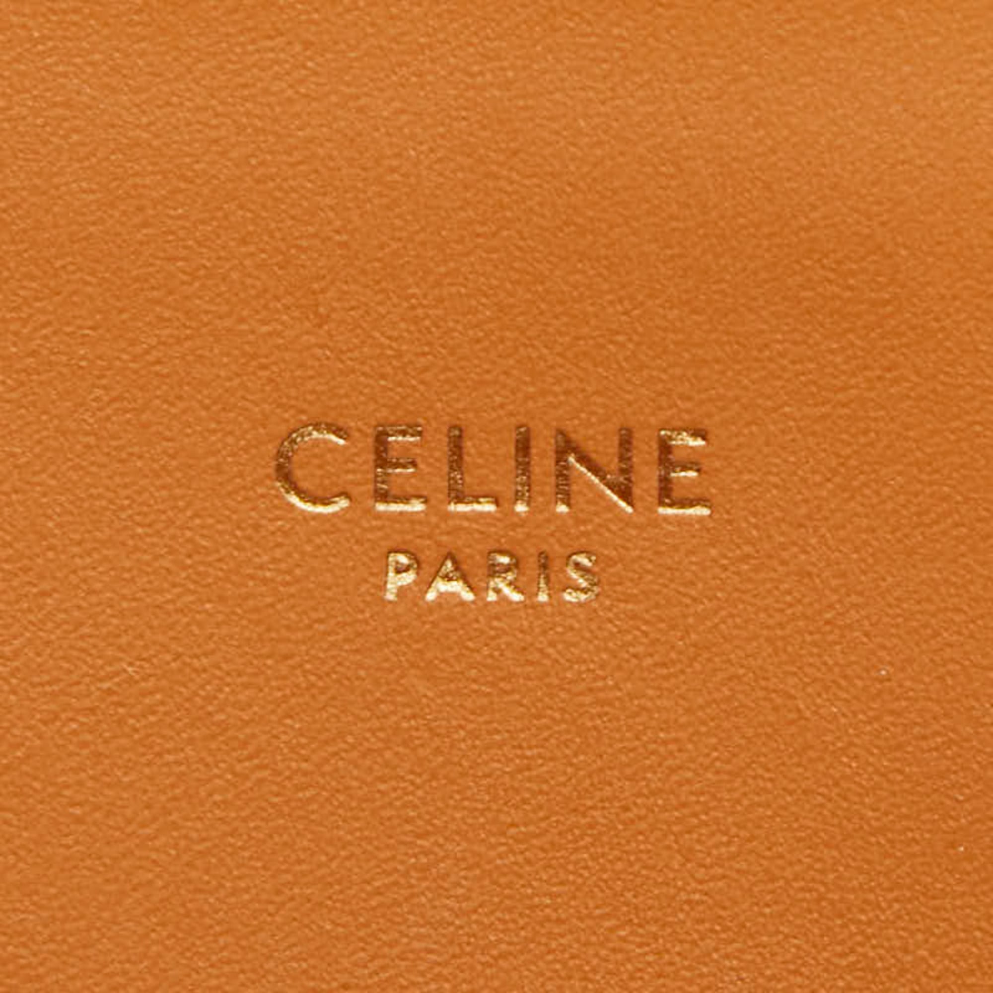 Celine Cabas Brown Ivory Canvas Leather Handbag Shoulder Bag (Pre-Owned)