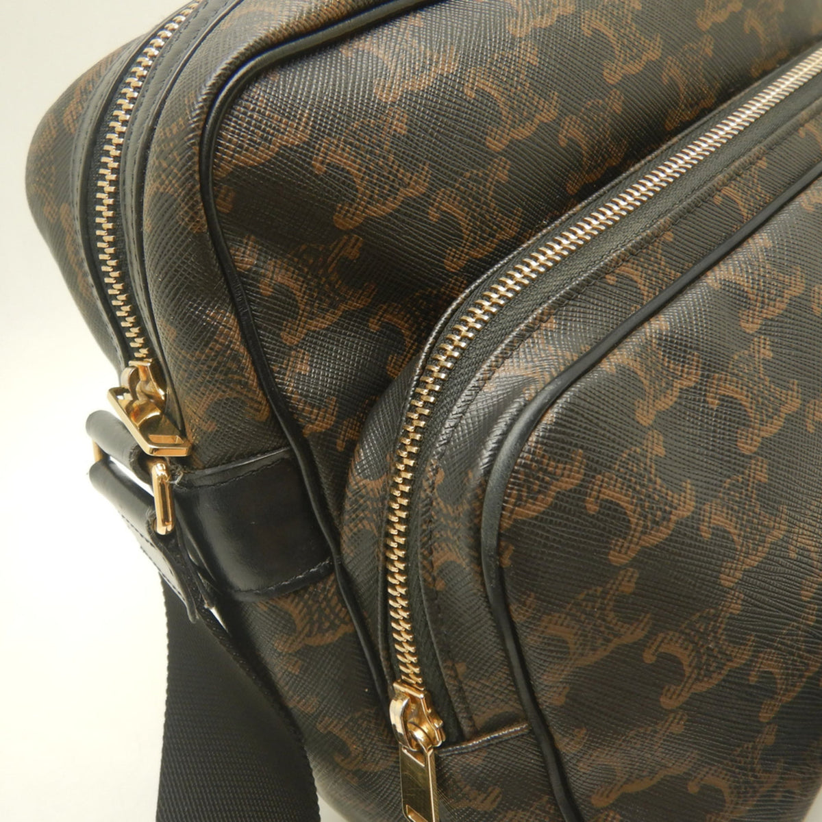 Celine Dark Brown Coated Canvas Messenger Bag Shoulder Bag (Pre-Owned)