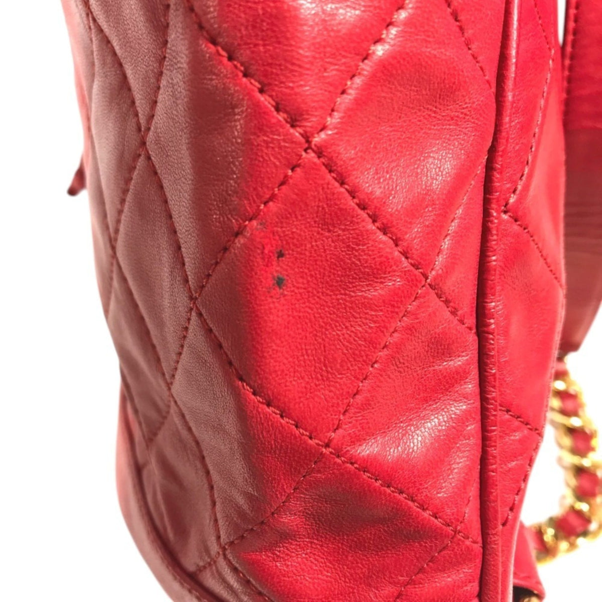 Chanel Gold Red Color Canvas Backpack (Pre-Owned)