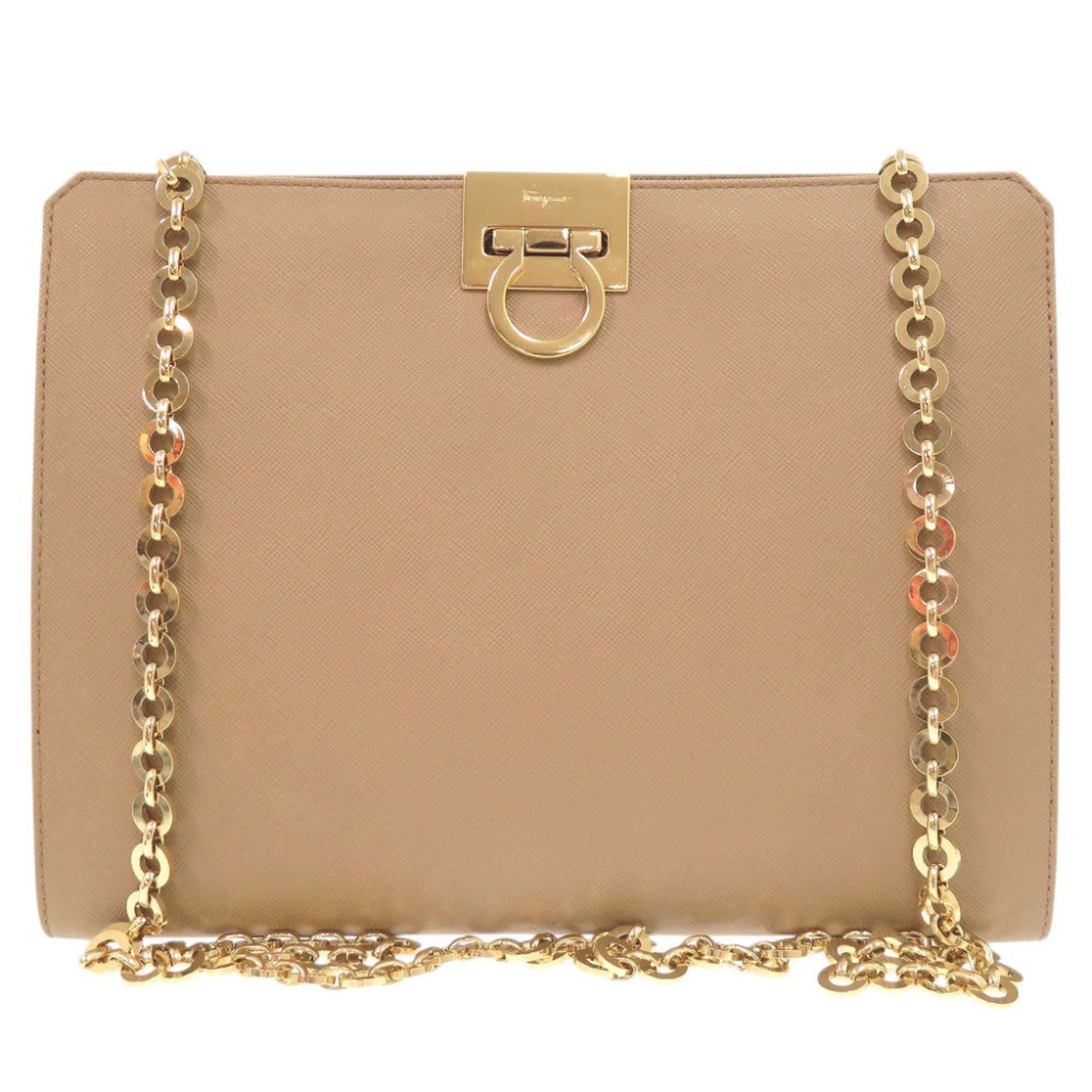 Salvatore Ferragamo Beige Leather Shoulder Bag (Pre-Owned)