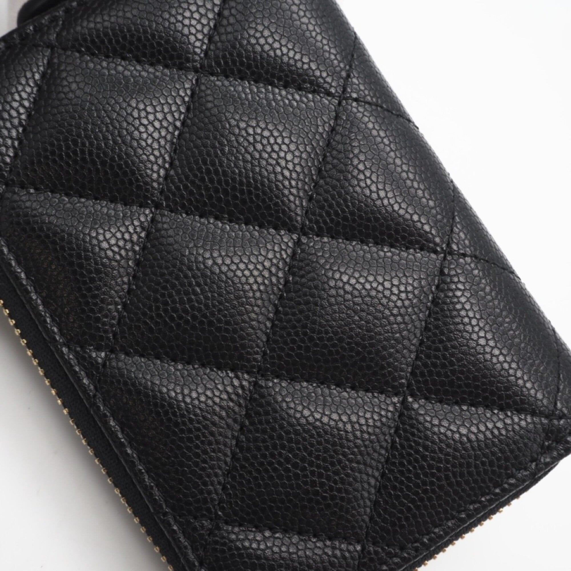 Chanel Matelasse Black Grained Calfskin Coin Purse/Coin Case (Pre-Owned)