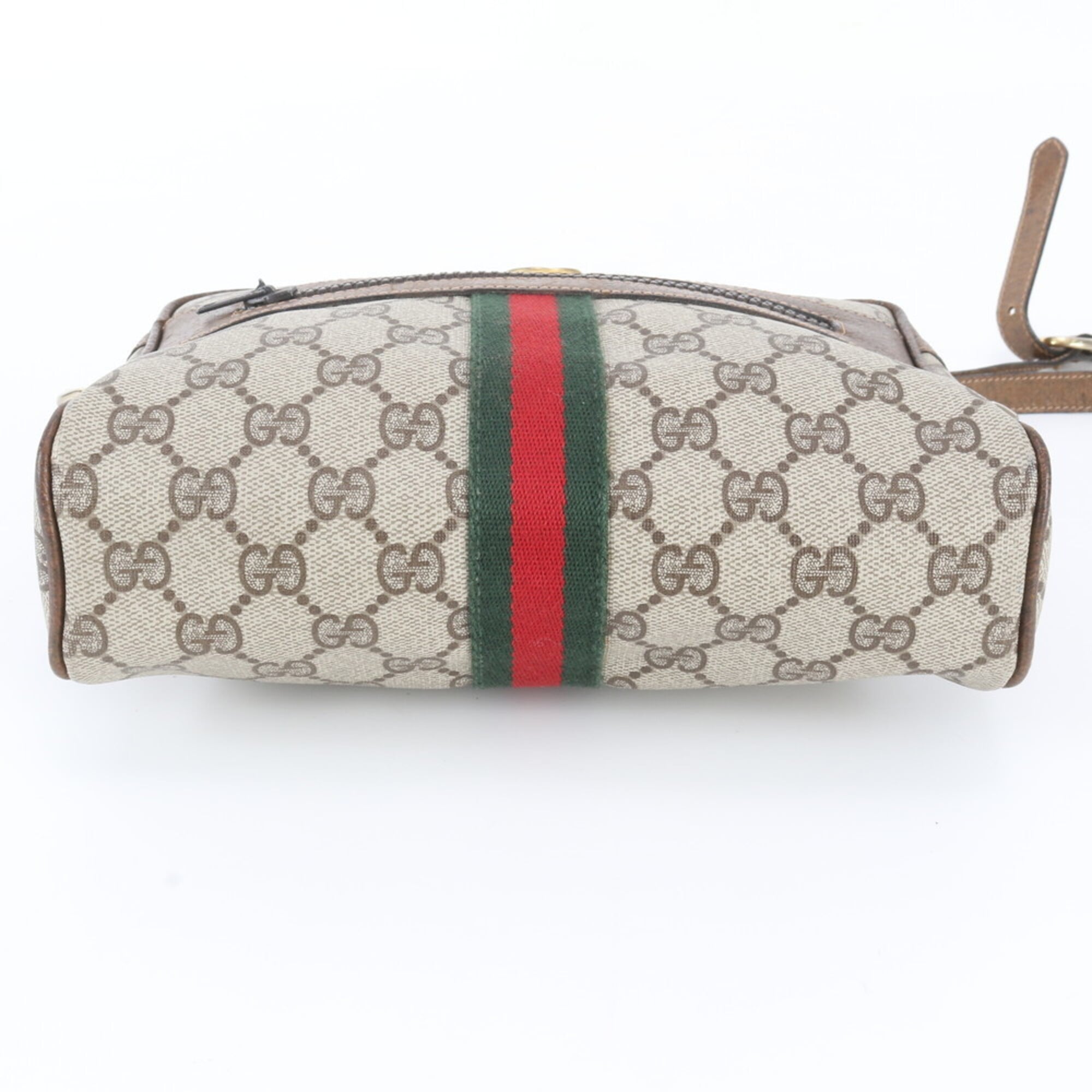Gucci Beige Leather Coated Canvas Shoulder Bag (Pre-Owned)