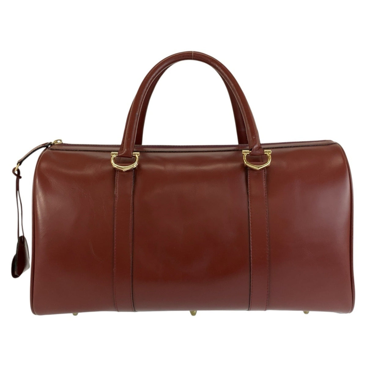 Cartier Wine Red Leather Boston Bag Handbag (Pre-Owned)