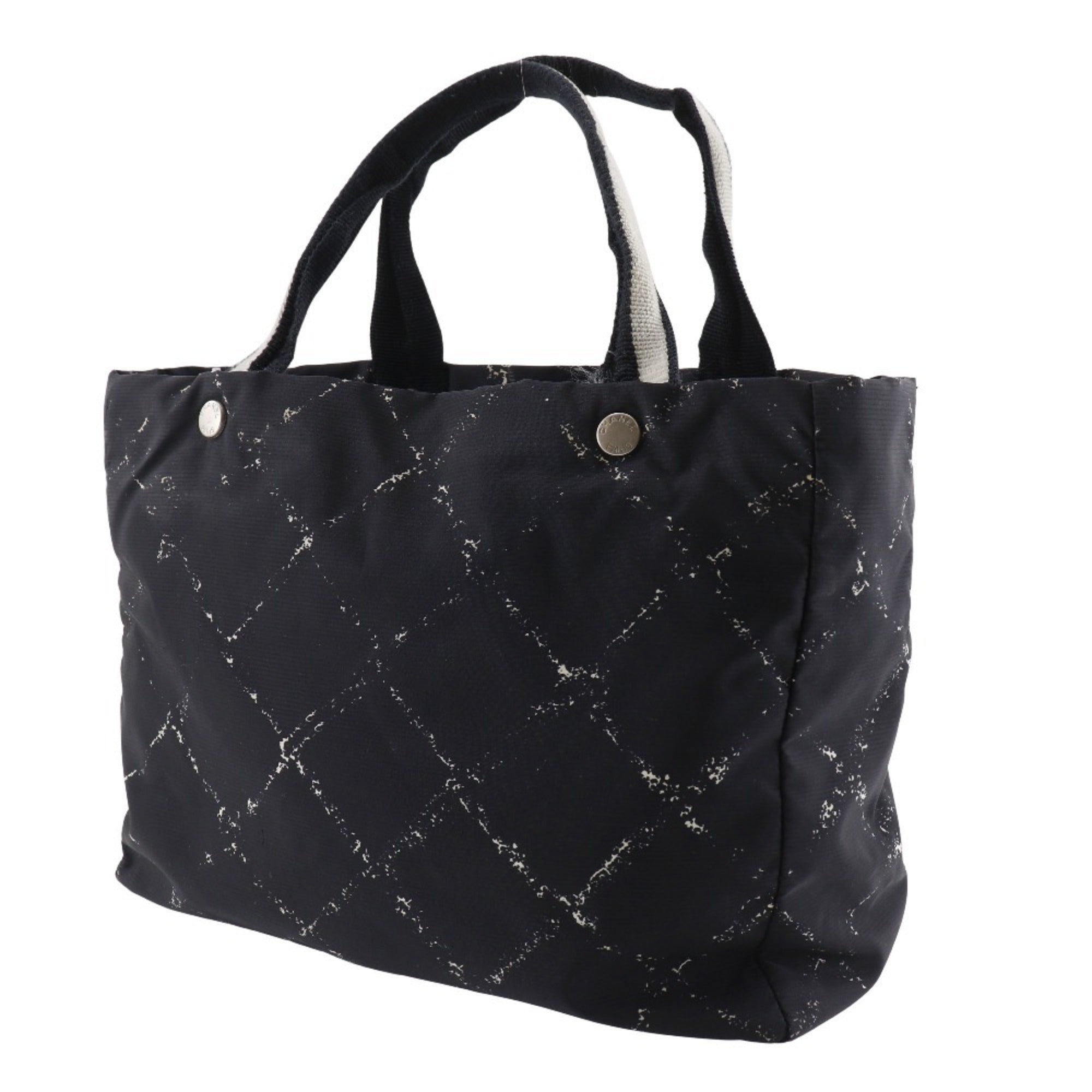 Chanel Travel Line Black Nylon Canvas Tote Bag Weekend Bag (Pre-Owned)