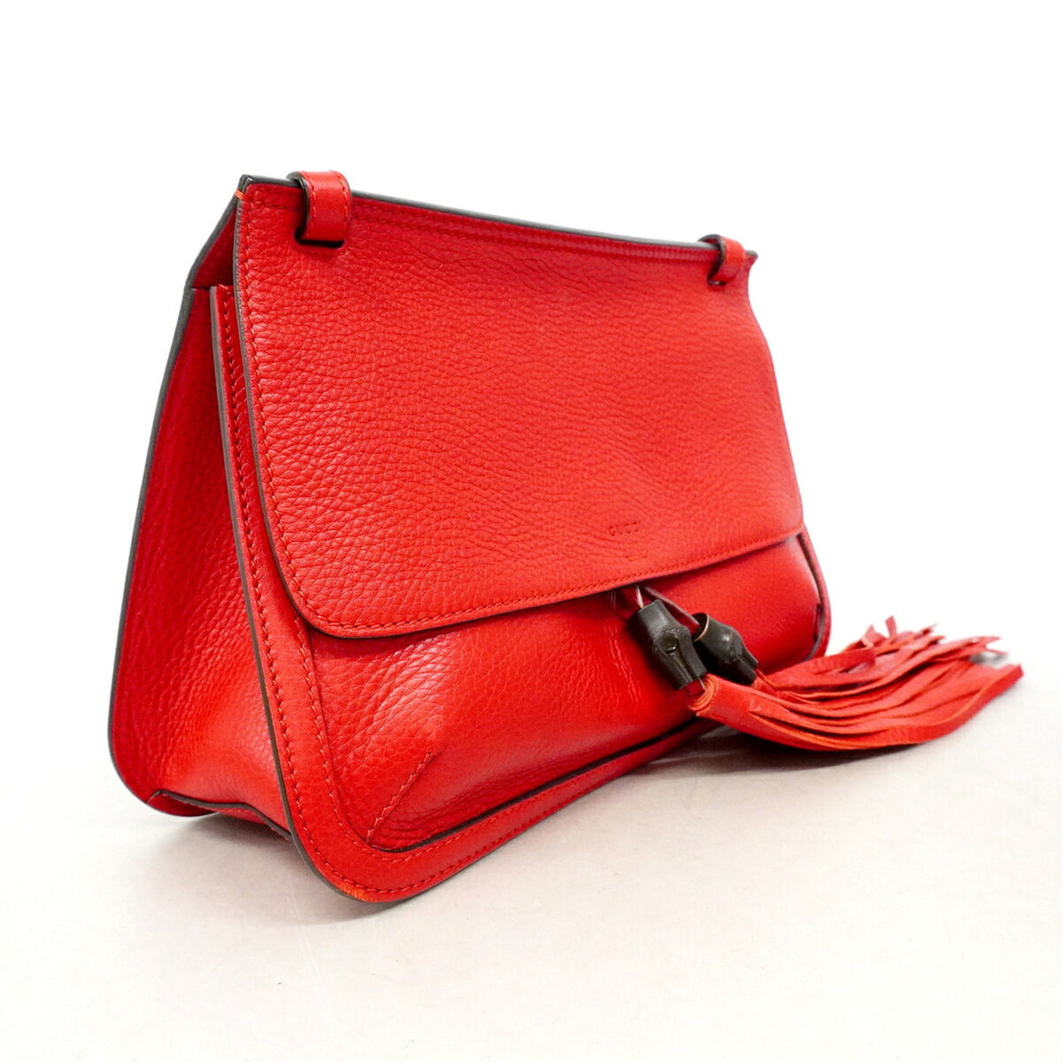 Gucci Red Color Leather Shoulder Bag (Pre-Owned)