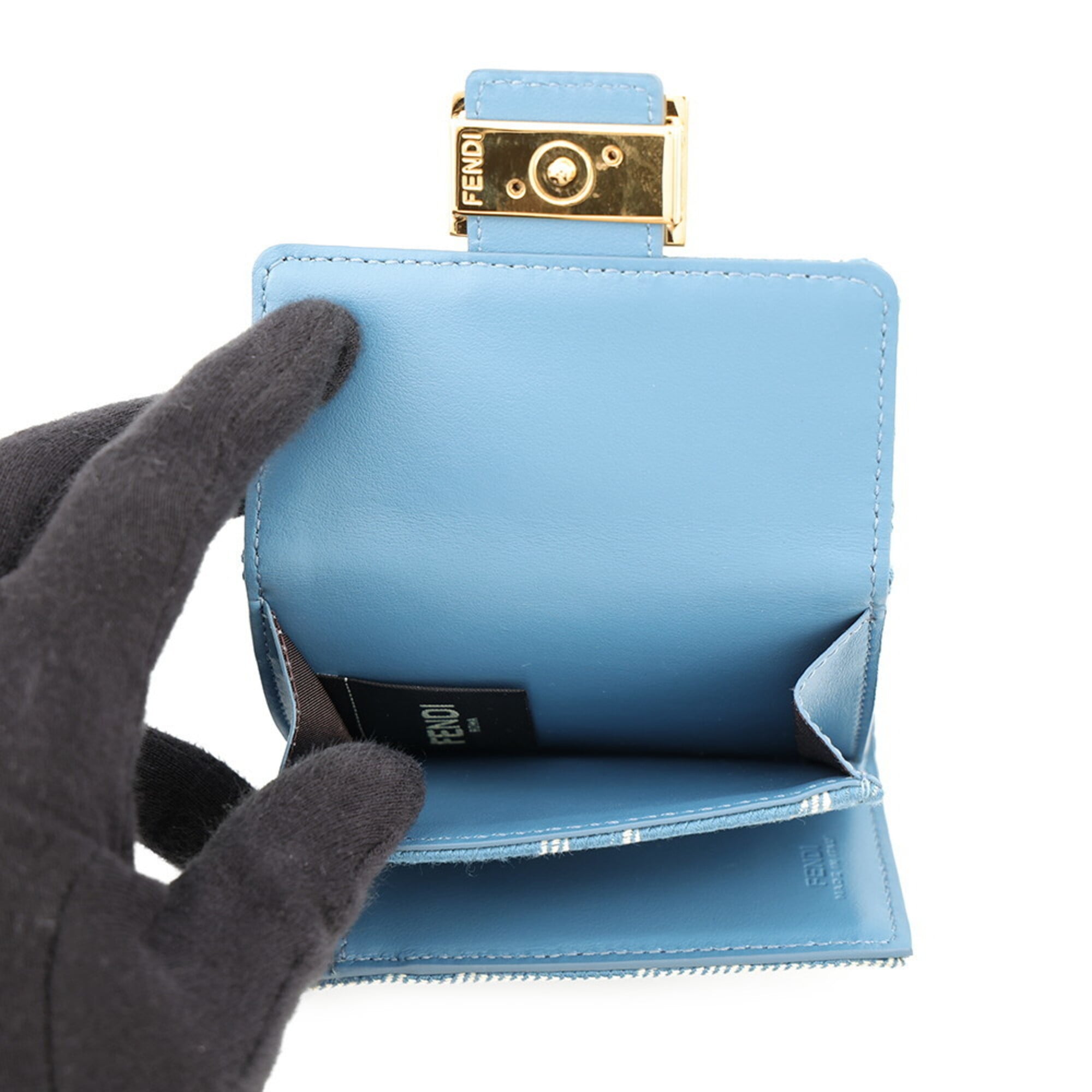 Fendi Blue Canvas Wallet (Tri-Fold) (Pre-Owned)