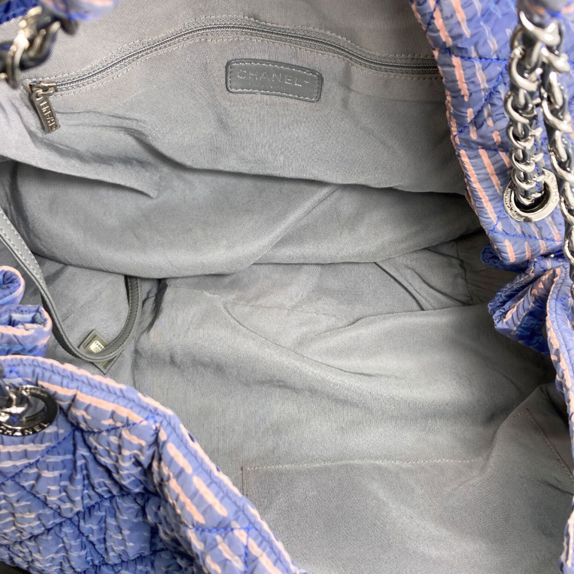 Chanel Matelasse Blue Nylon Tote Bag (Pre-Owned)